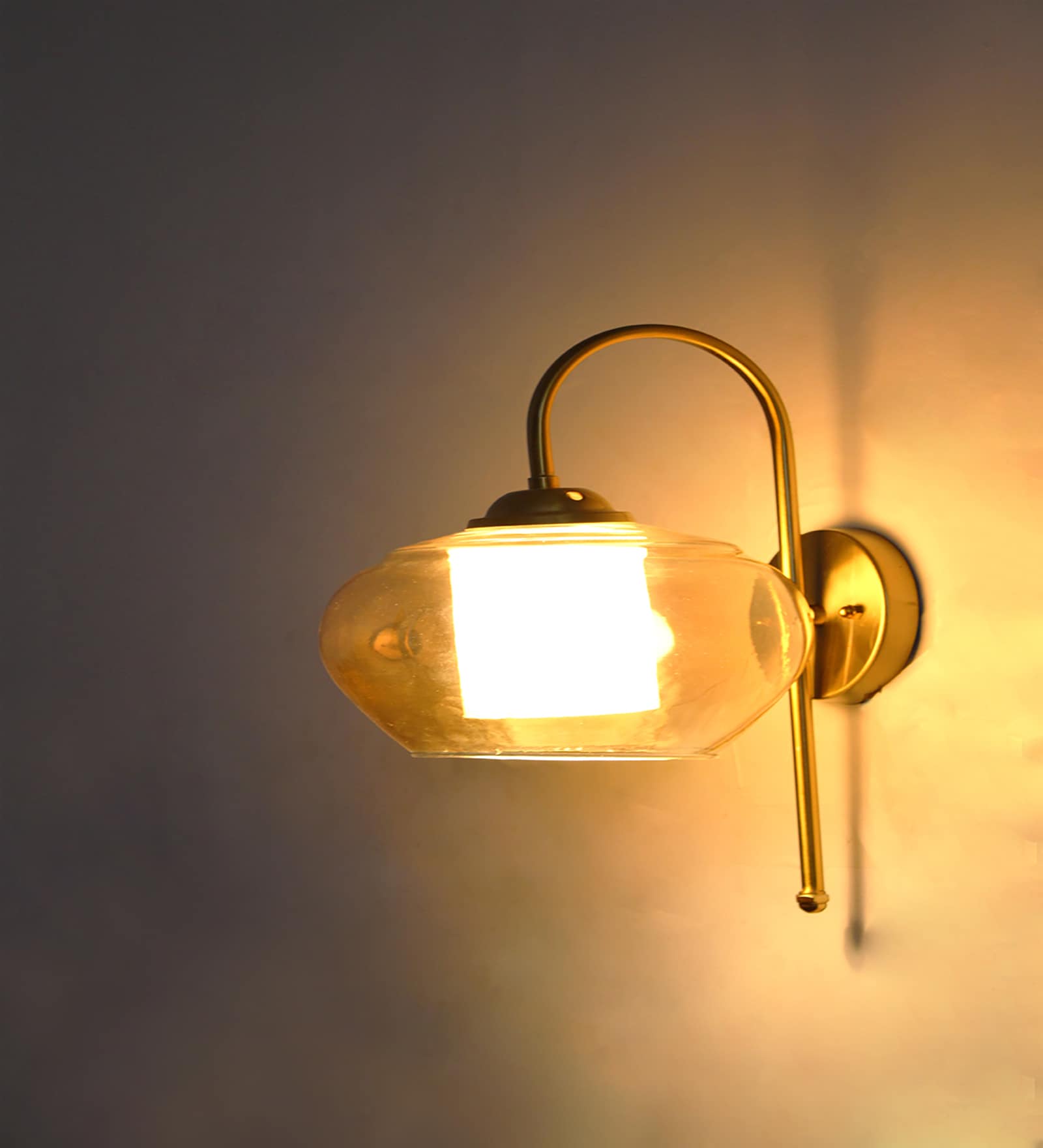 Minimal Brass Down Kachori Glass Wall Lamp