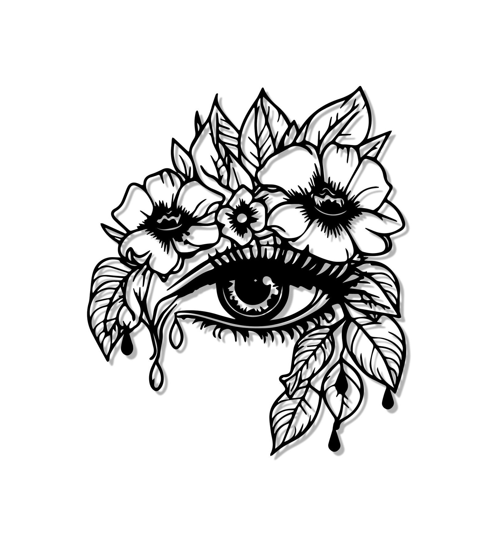 Minimalist Beautiful Blooming Eye Metal Wall Art Decor