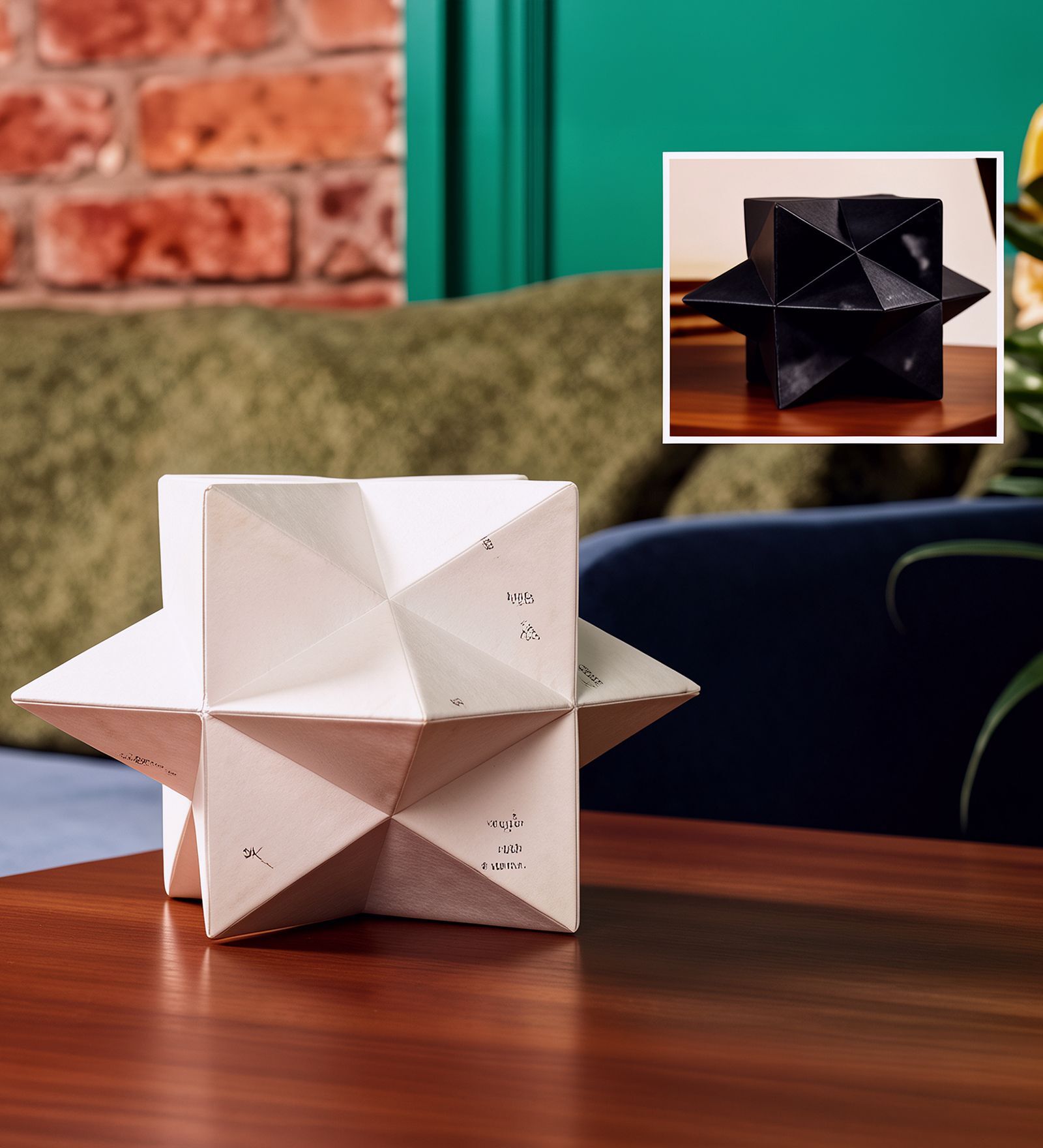 Minimalist Geometric White Resin Decorative Sculpture