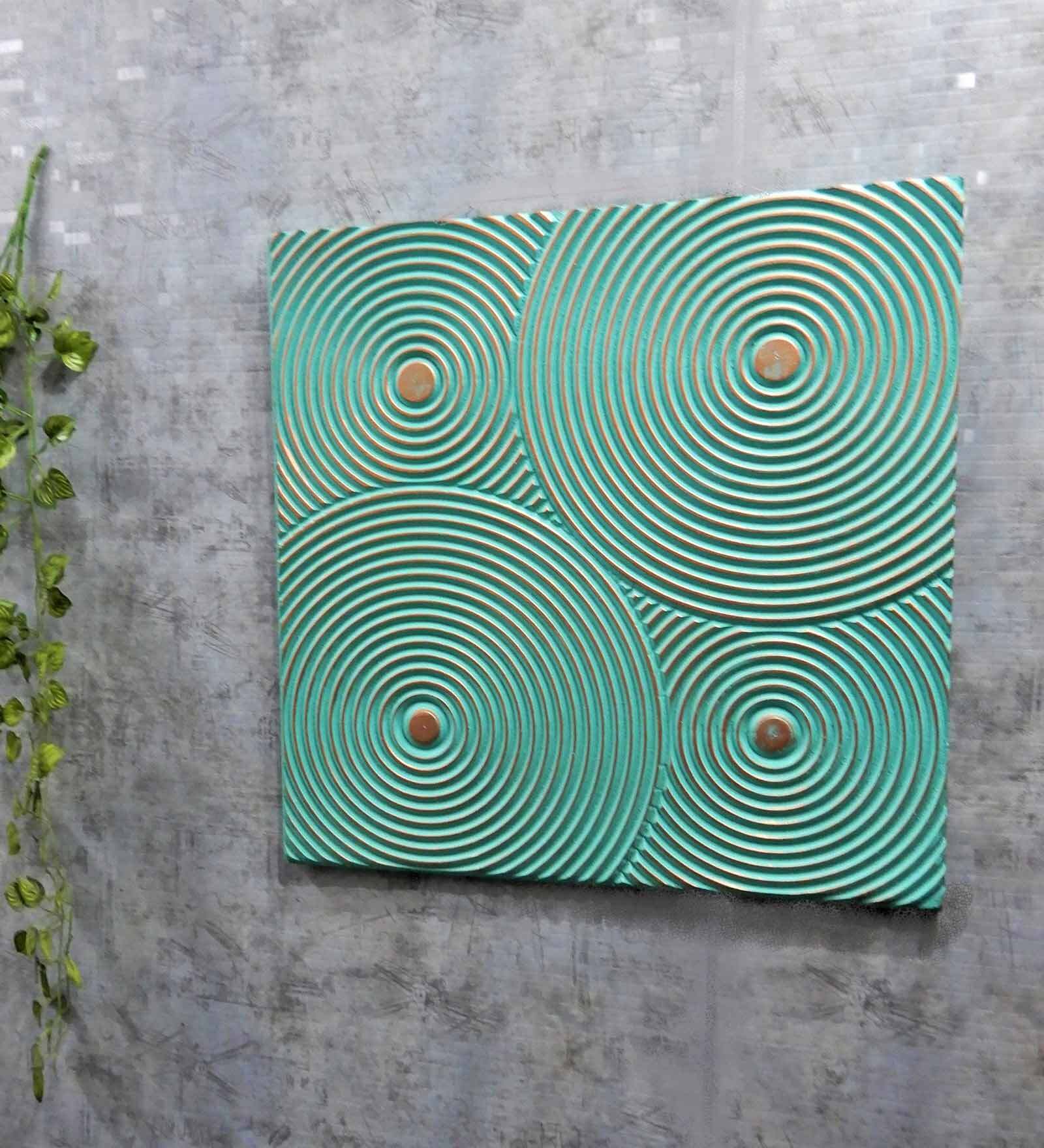 Mint Blue Geometrical Pattern Wooden Wall Art