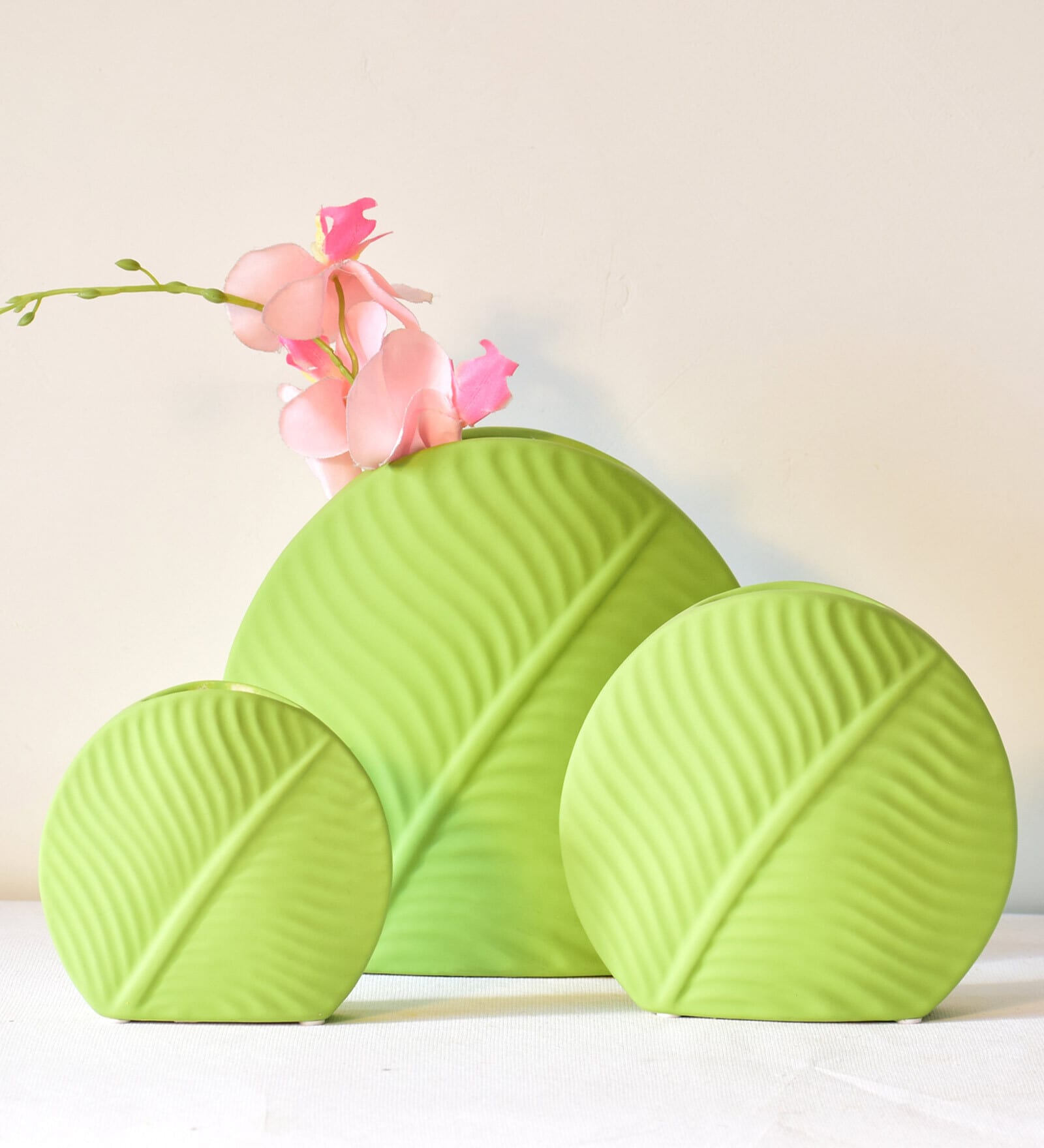 Mint Green Ceramic Table Vase (Set Of 3)