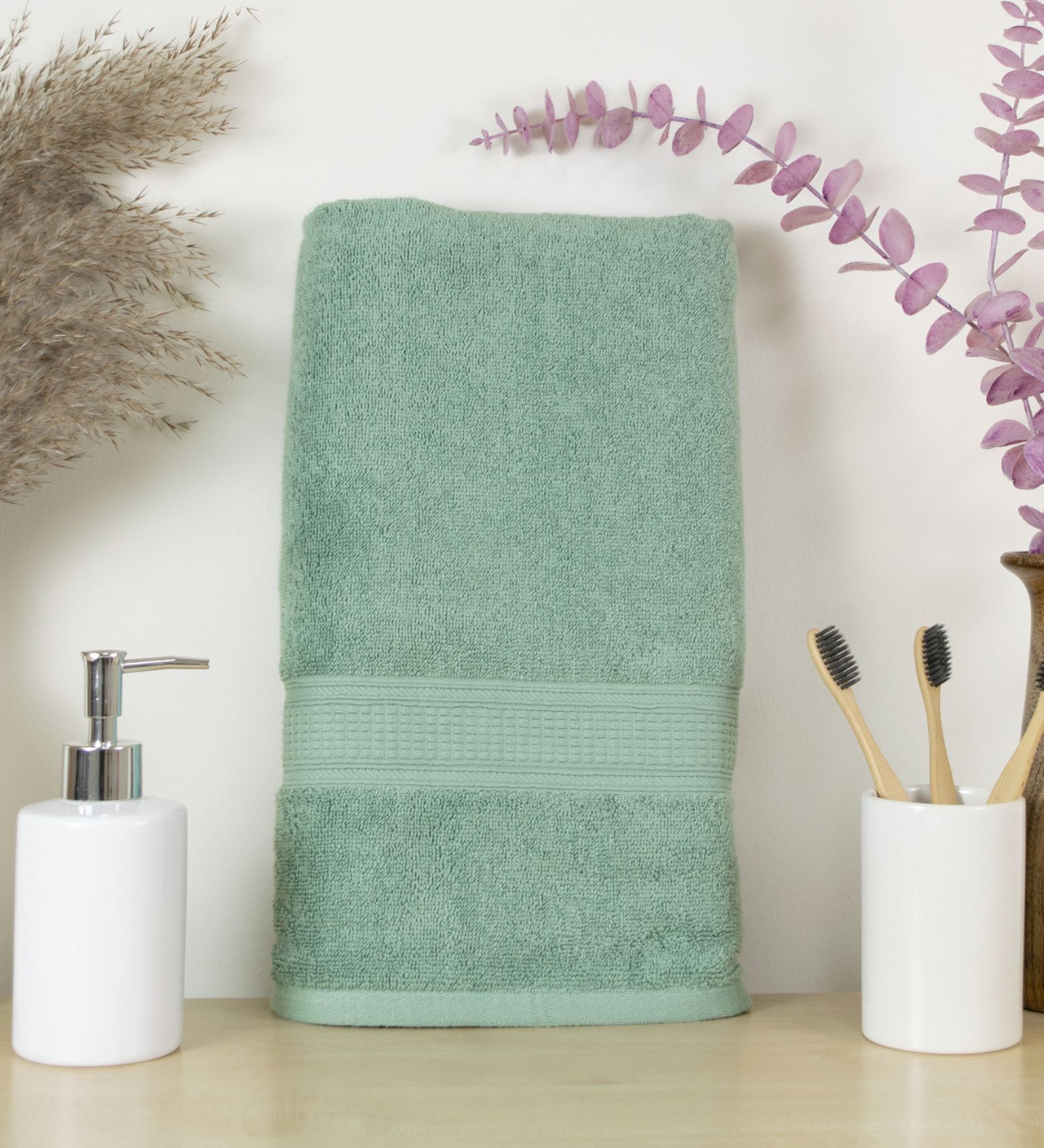 Mint Green Cotton Solid  500 GSM Bath Towel (1Pc)