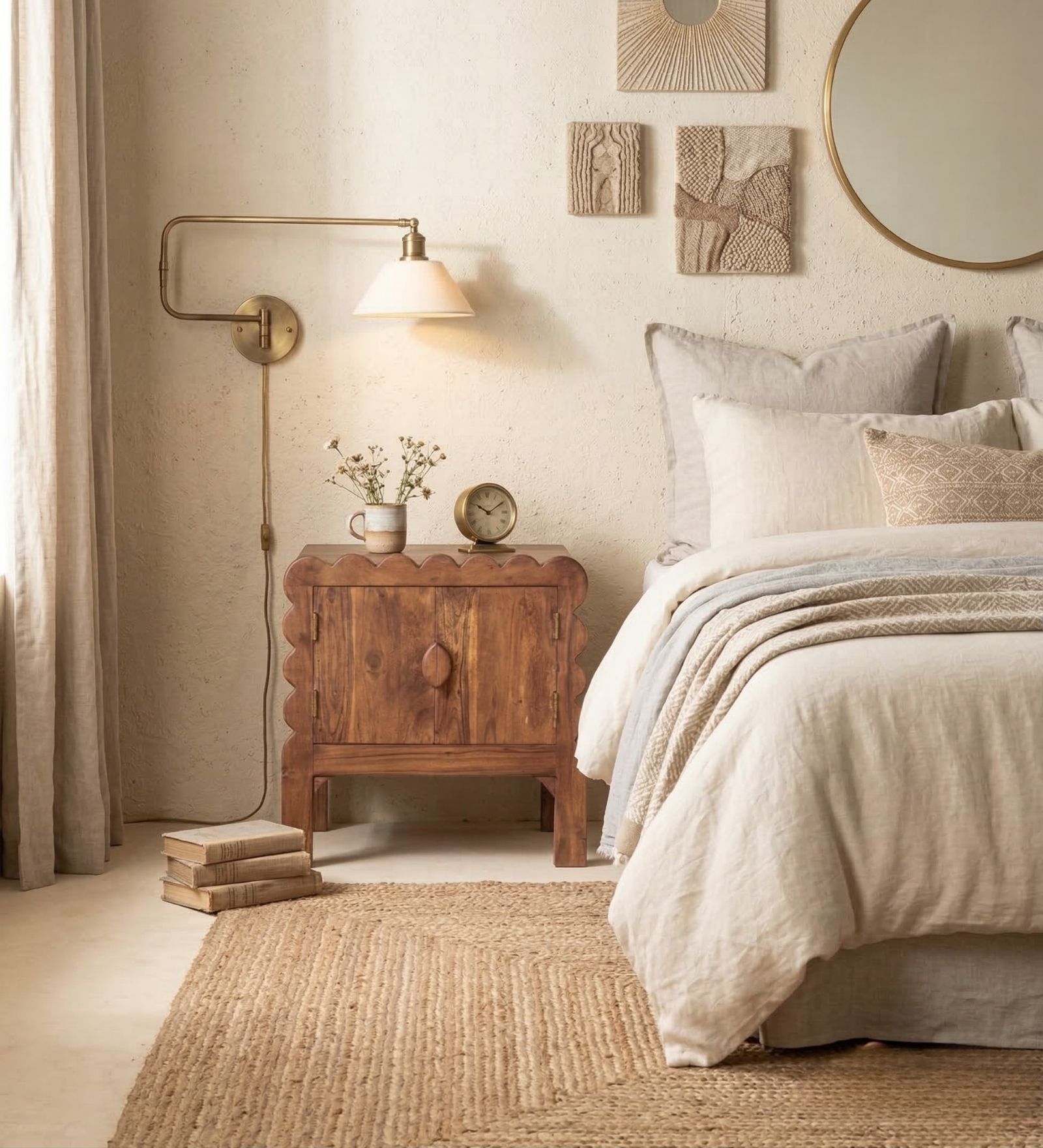 Miramar Acacia Wood Bedside Table in Natural Finish