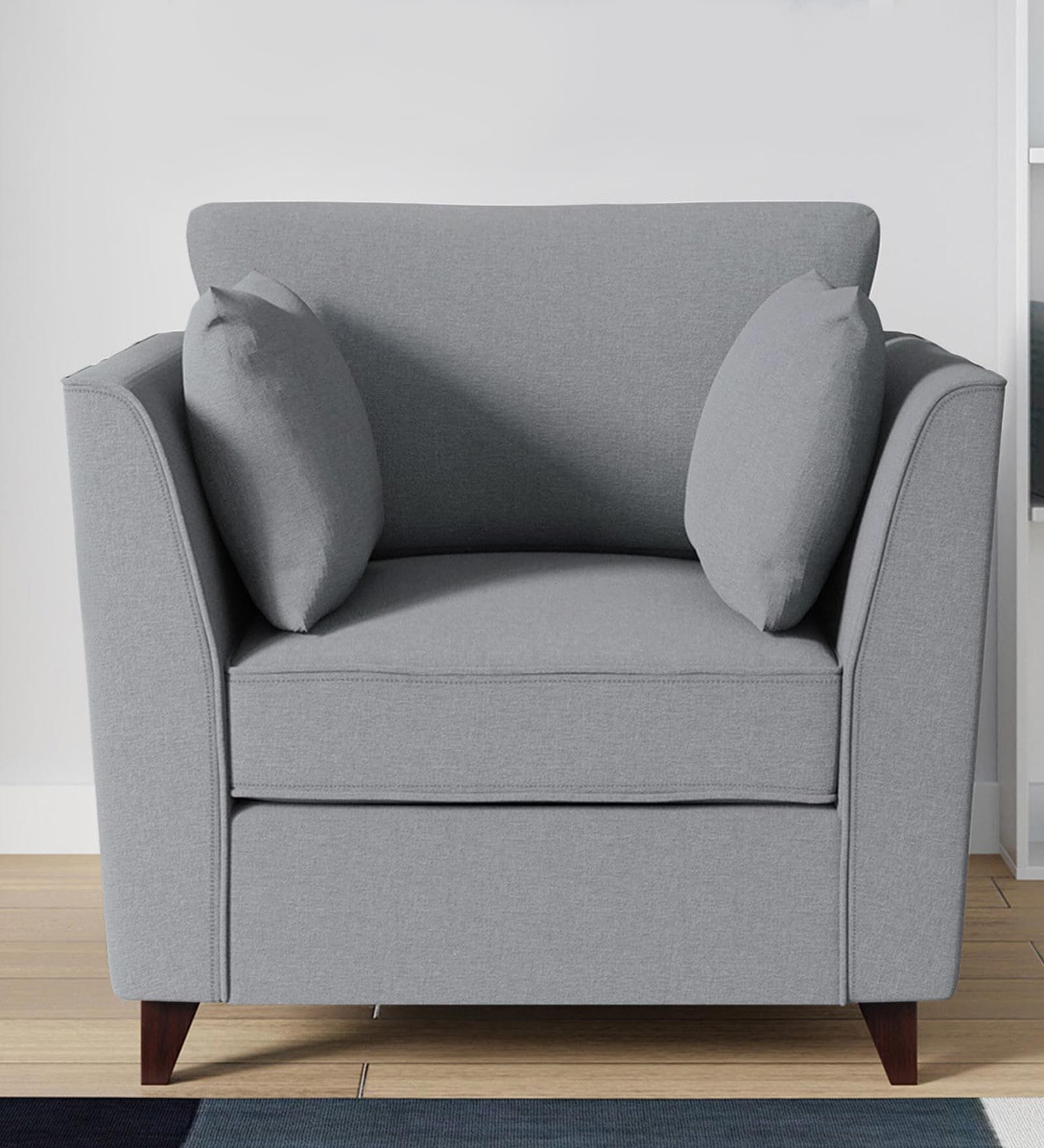 Miranda Chenille Fabric 1 Seater Sofa In Ash Grey Colour