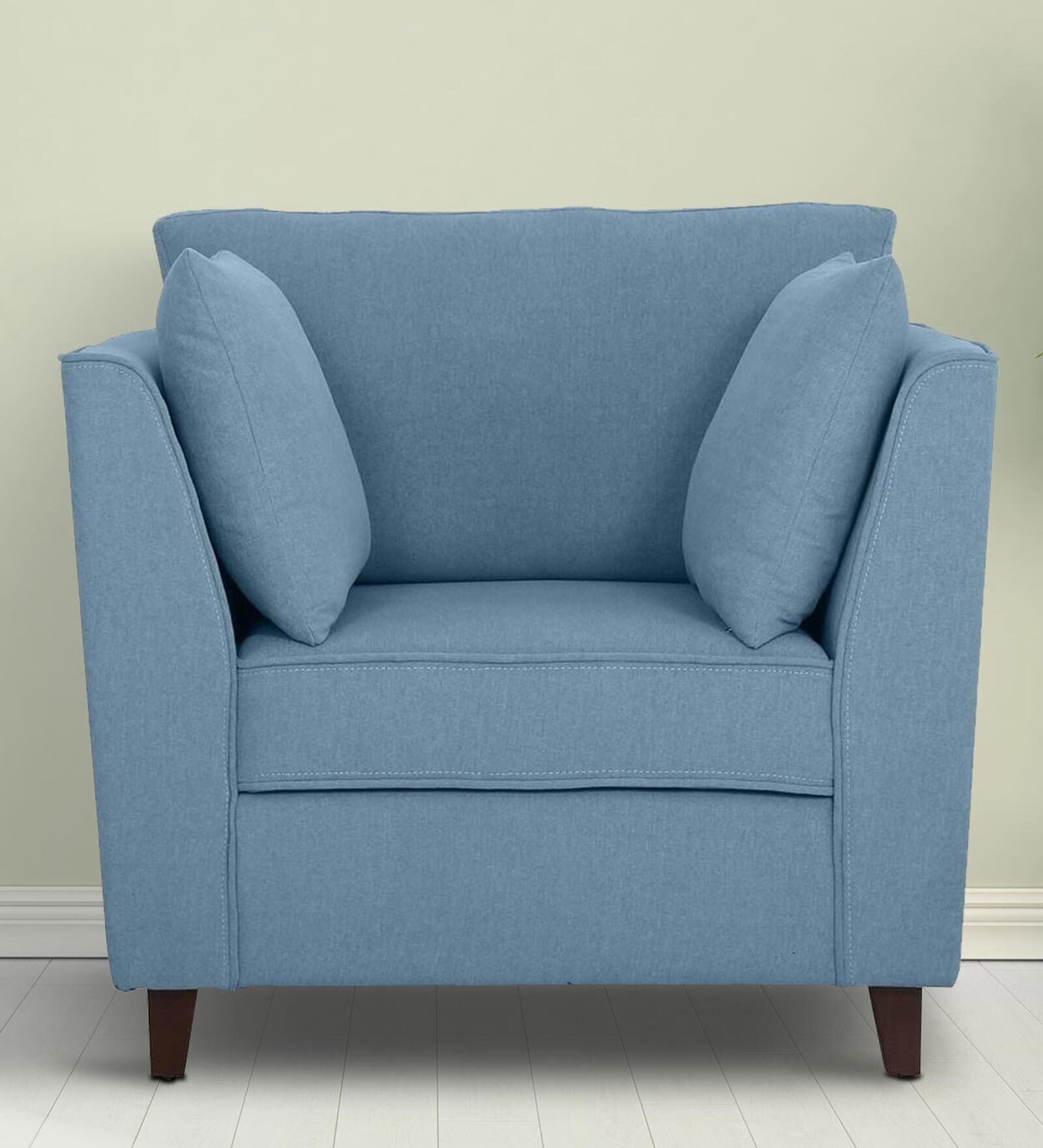 Miranda Fabric 1 Seater Sofa In Ice Blue Color