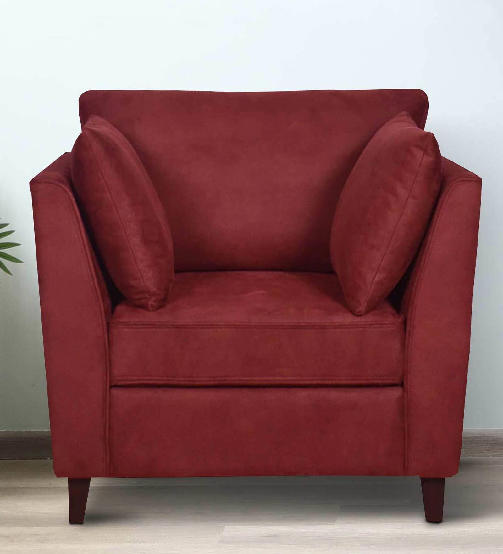 Miranda Fabric 1 Seater Sofa In Wine Red Colour