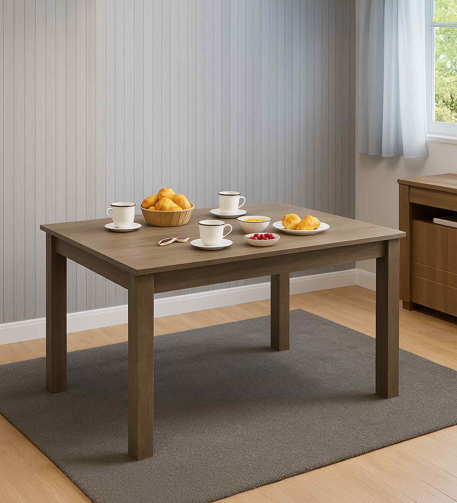 Mirano 6 Seater Dining Table With Rectangular Table Top In Brown Colour