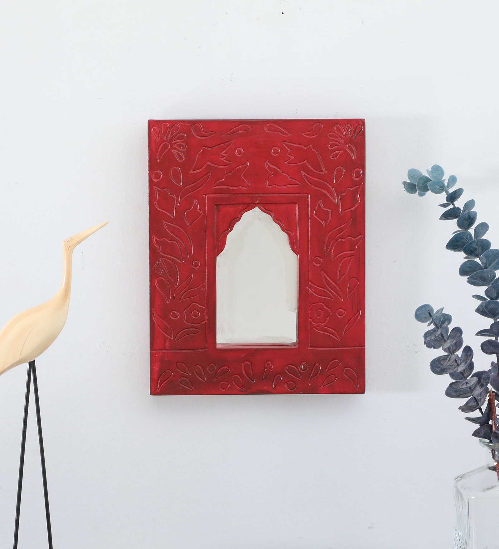 Red MDF Decorative Mirror