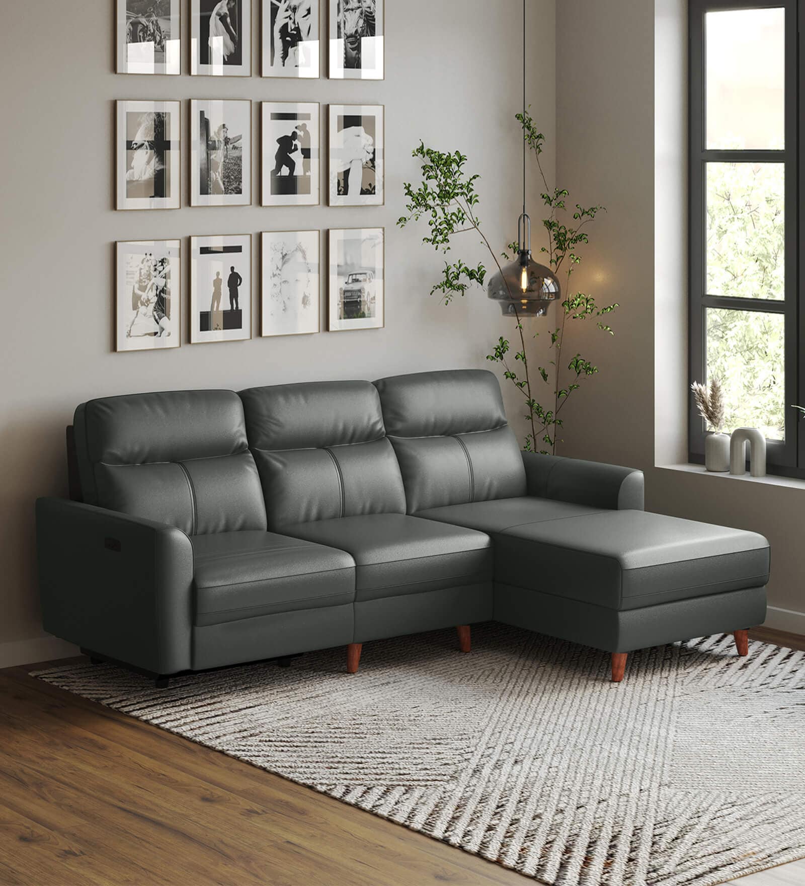 Missouri Leather L Shape Motoized Recliner In Olive Green Colour Missouri Leather L Shape Motoized Recliner In Olive Green Colour