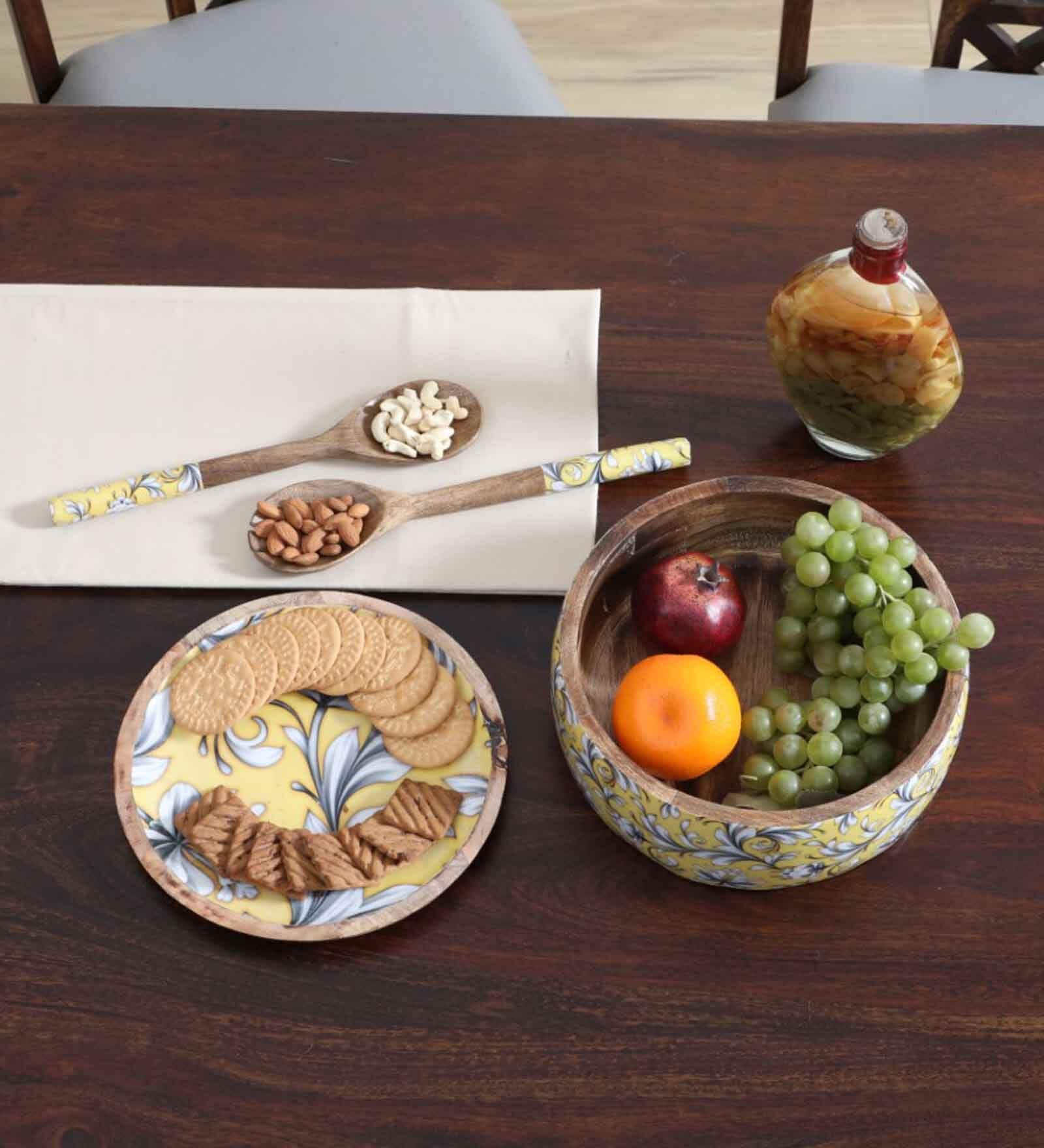 Mist Fresh (Set of 3) MDF Serving Casserole with 2 Wooden Laddle