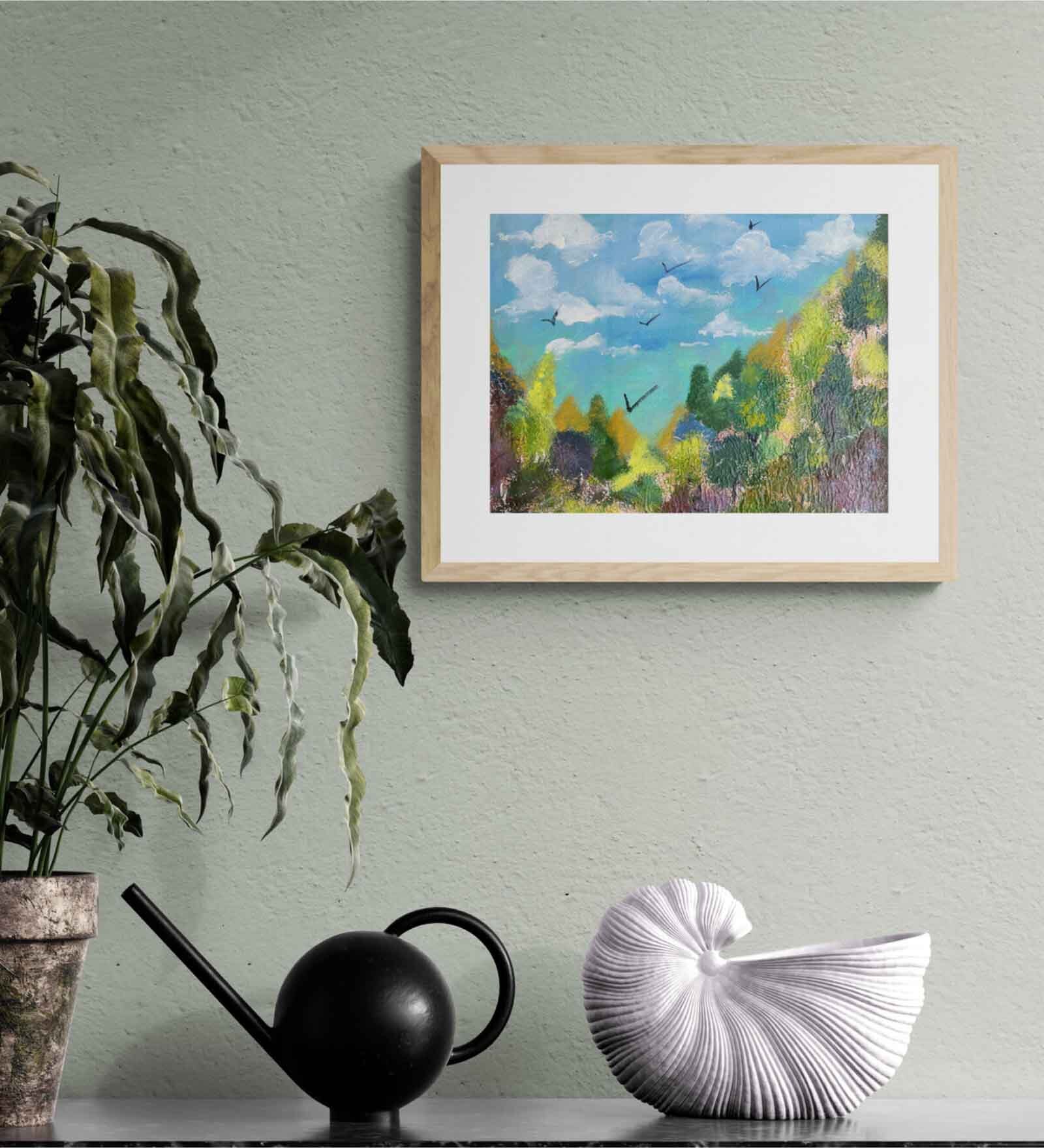 Misty Forest Handmade Acrylic Paint On Canvas Unframed