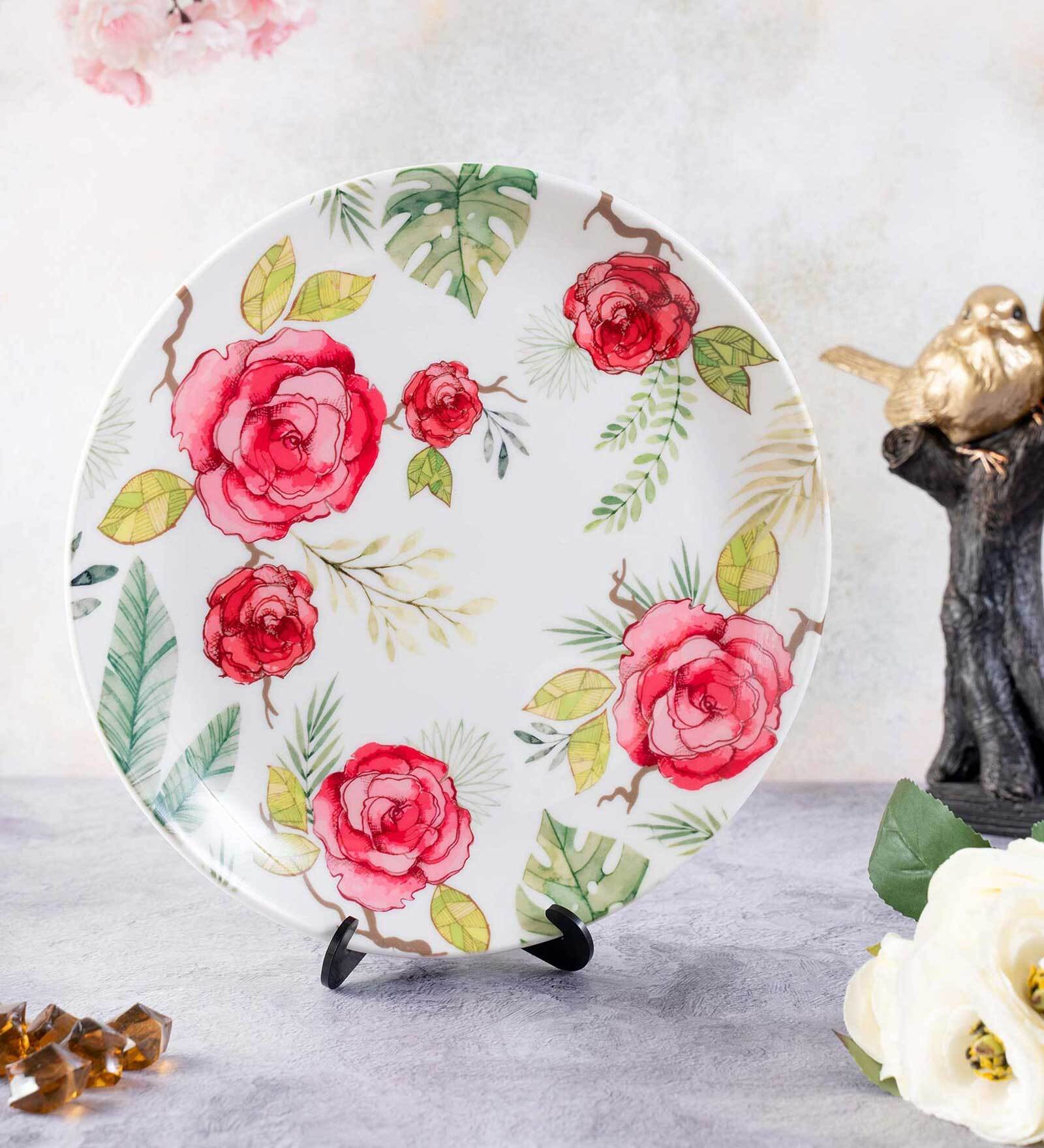 Misty Morning Roses White Decorative Wall Plates
