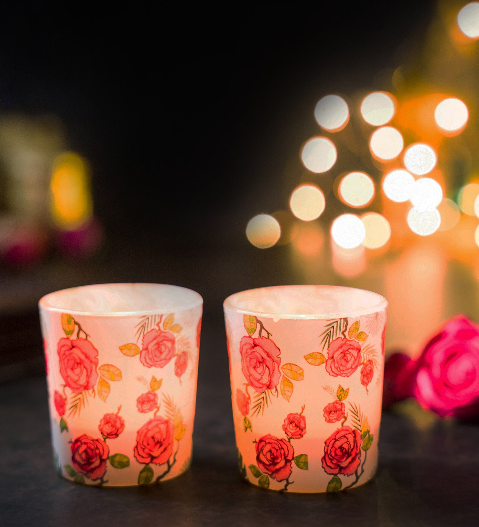 Misty Set Of 2 White Glass Table Tea Light Holder