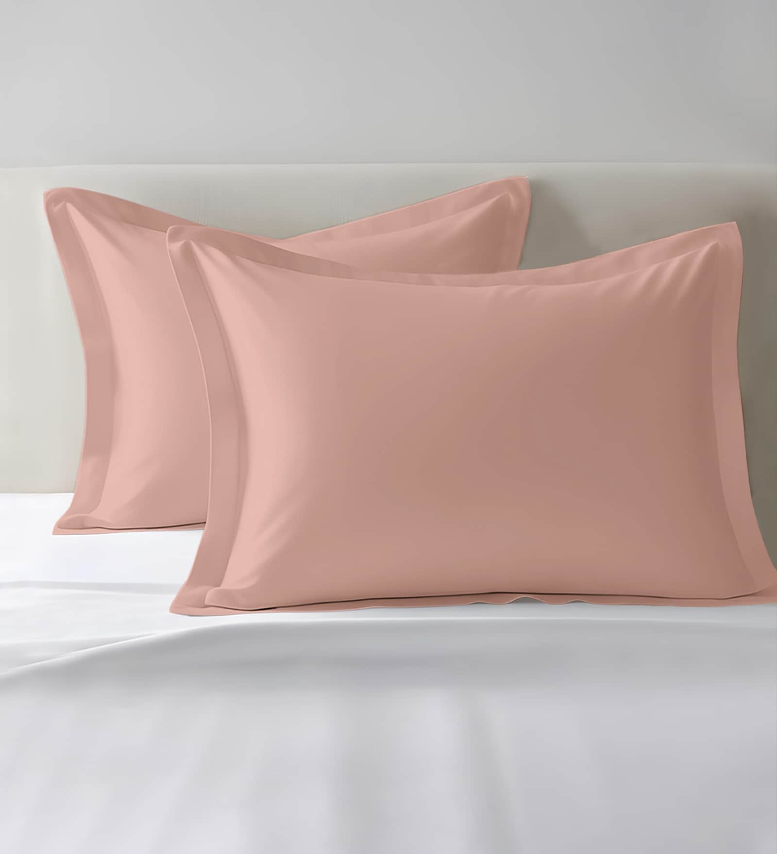 Misty Rose Solid 400 TC Cotton Standard Sized 2 Pillow Covers