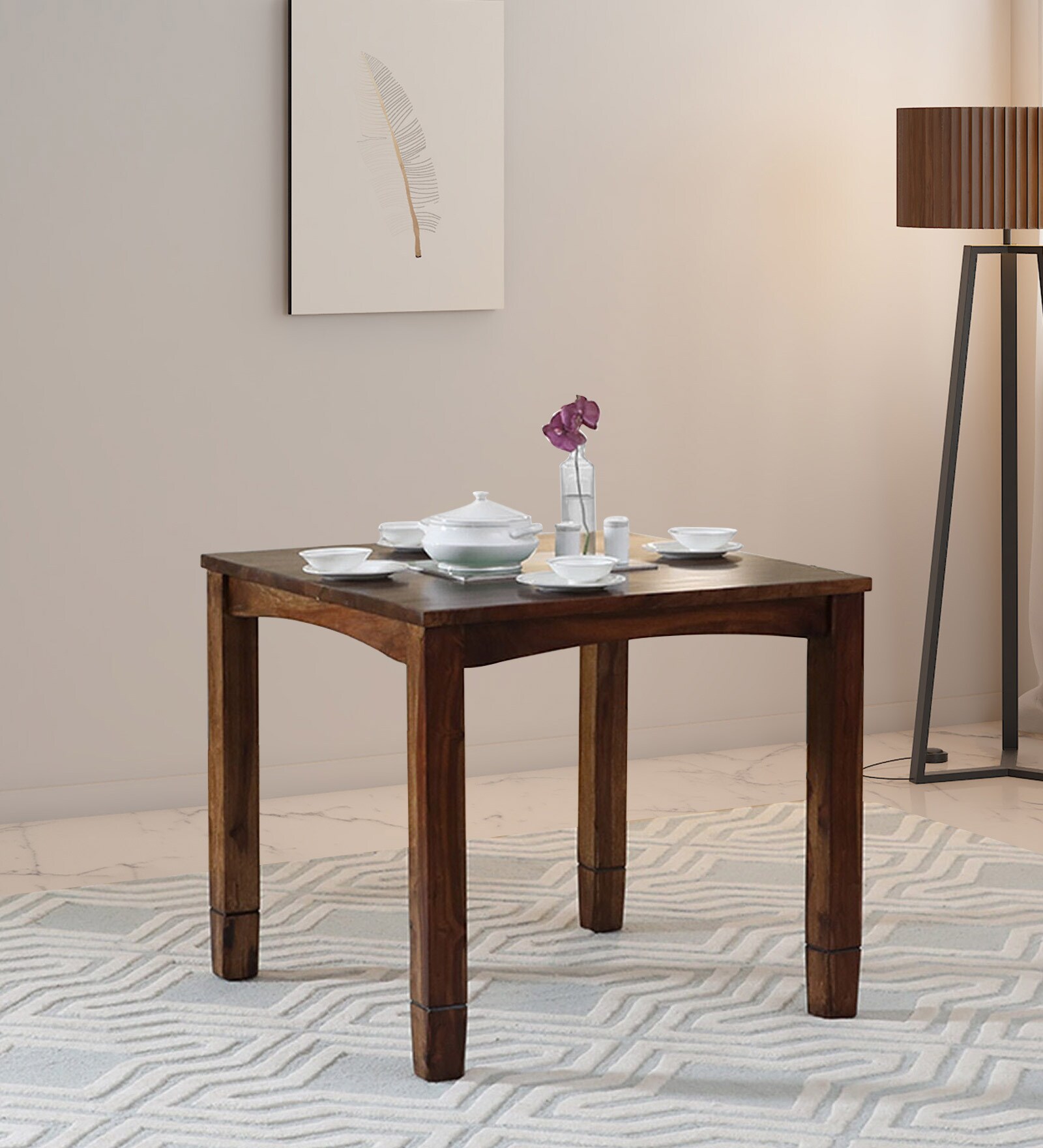 Mitsy Solid Wood 4 Seater Dining Table In Provincial Teak