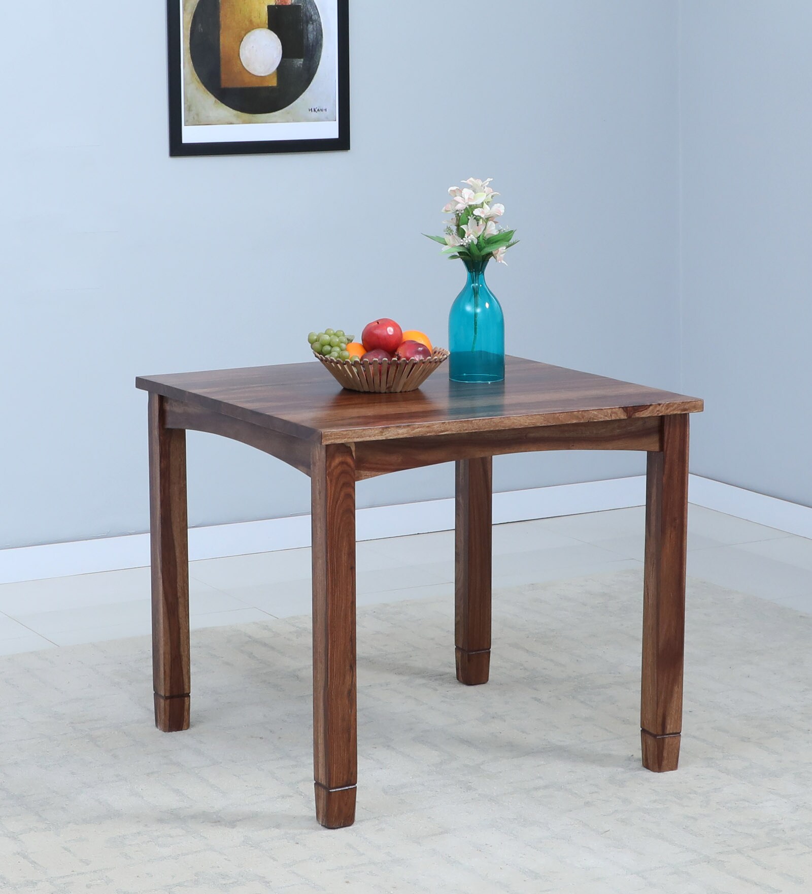 Mitsy Sheesham Wood 4 Seater Dining Table In Scratch Resistant Rustic Teak