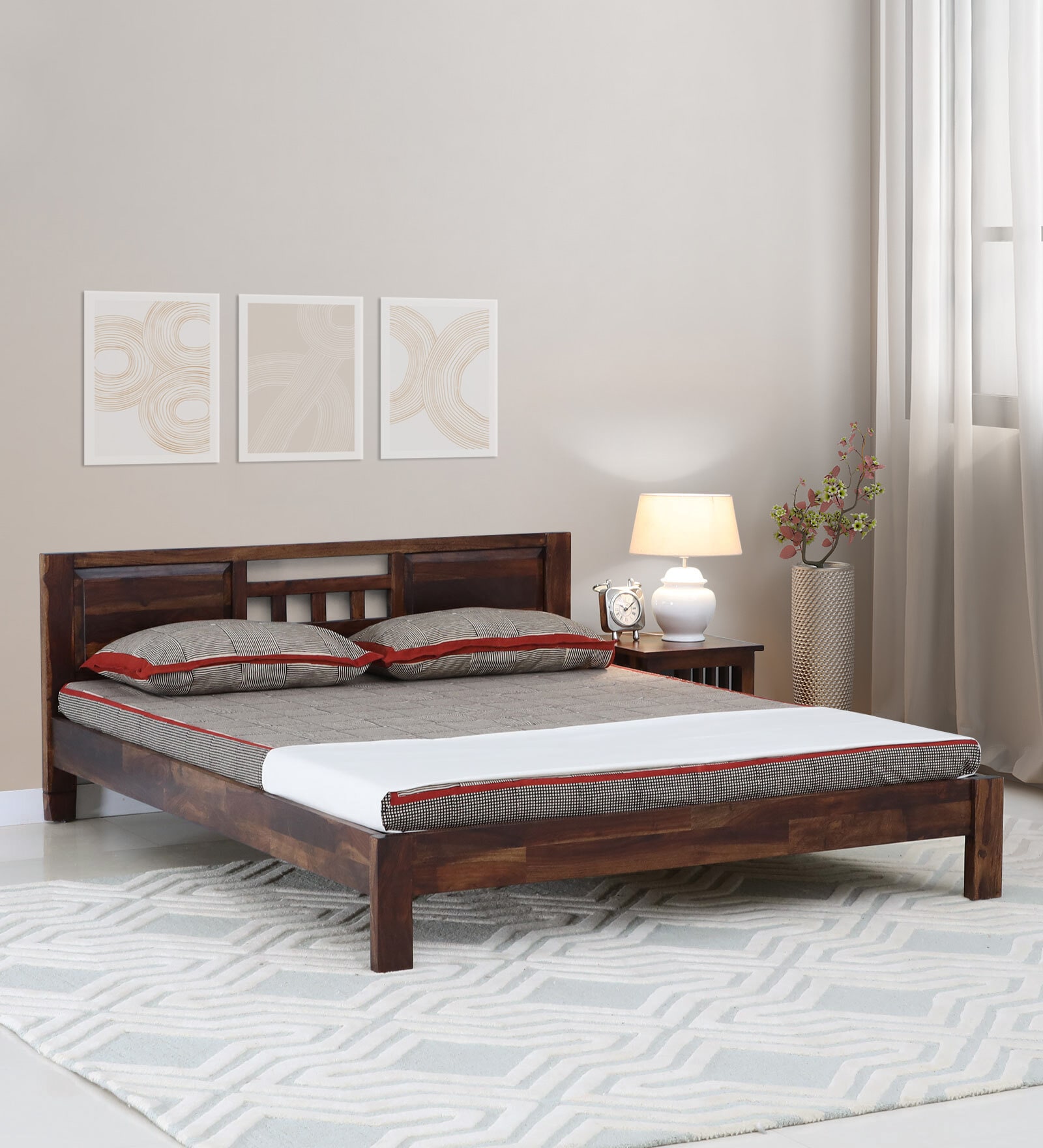 Buy Mitsy Z Sheesham Wood King Size Bed in Scratch Resistant Provincial ...