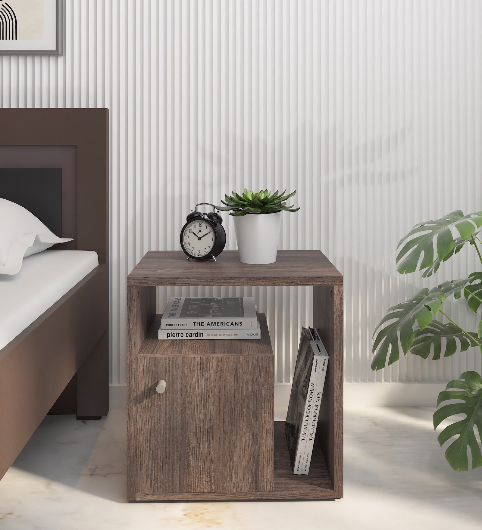 Miu Bedside Table in Bali Oak Finish