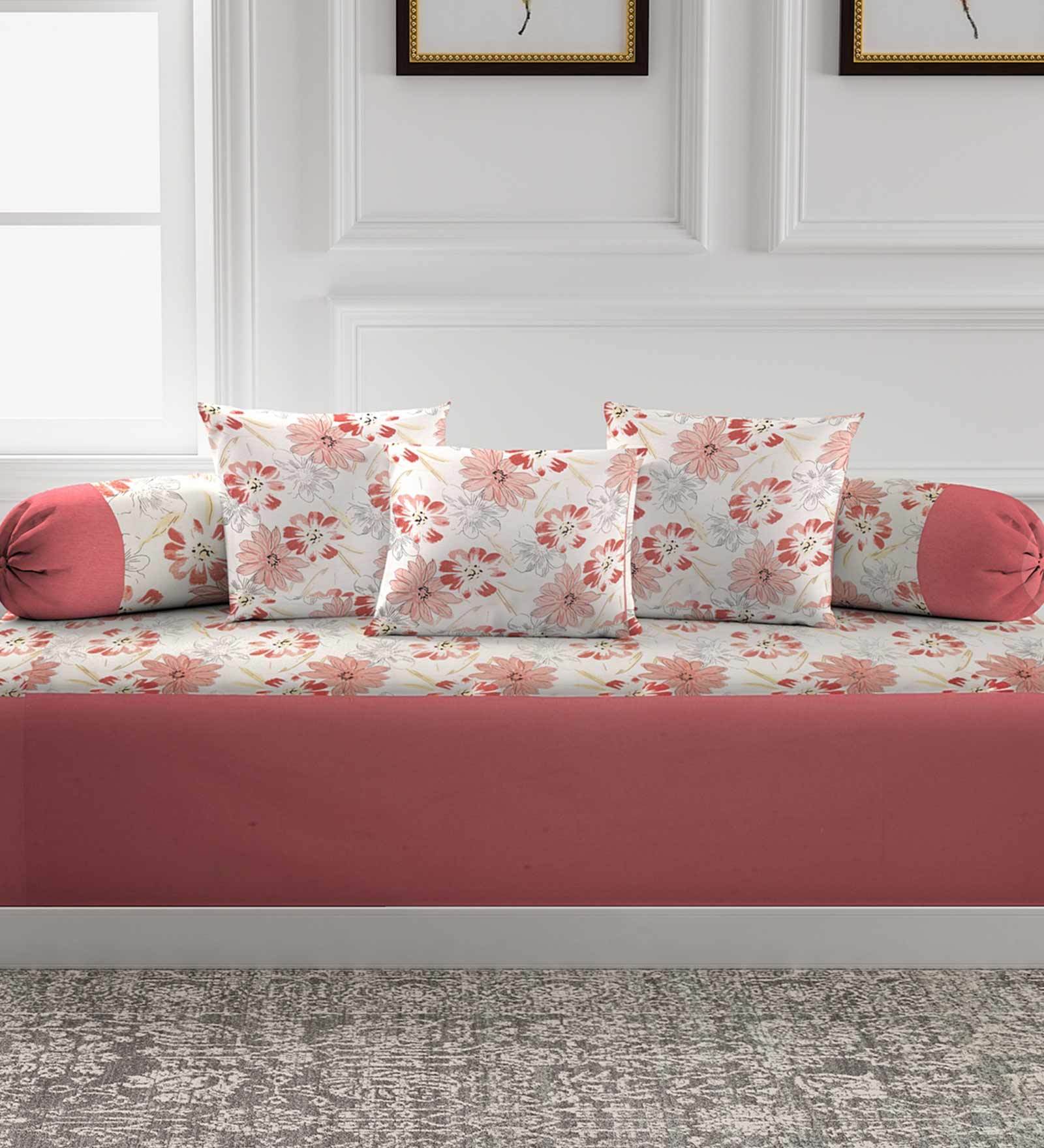Buy Mix N Match Premium Cotton Pink Color Diwan Set, 1 Diwan Sheet, 2