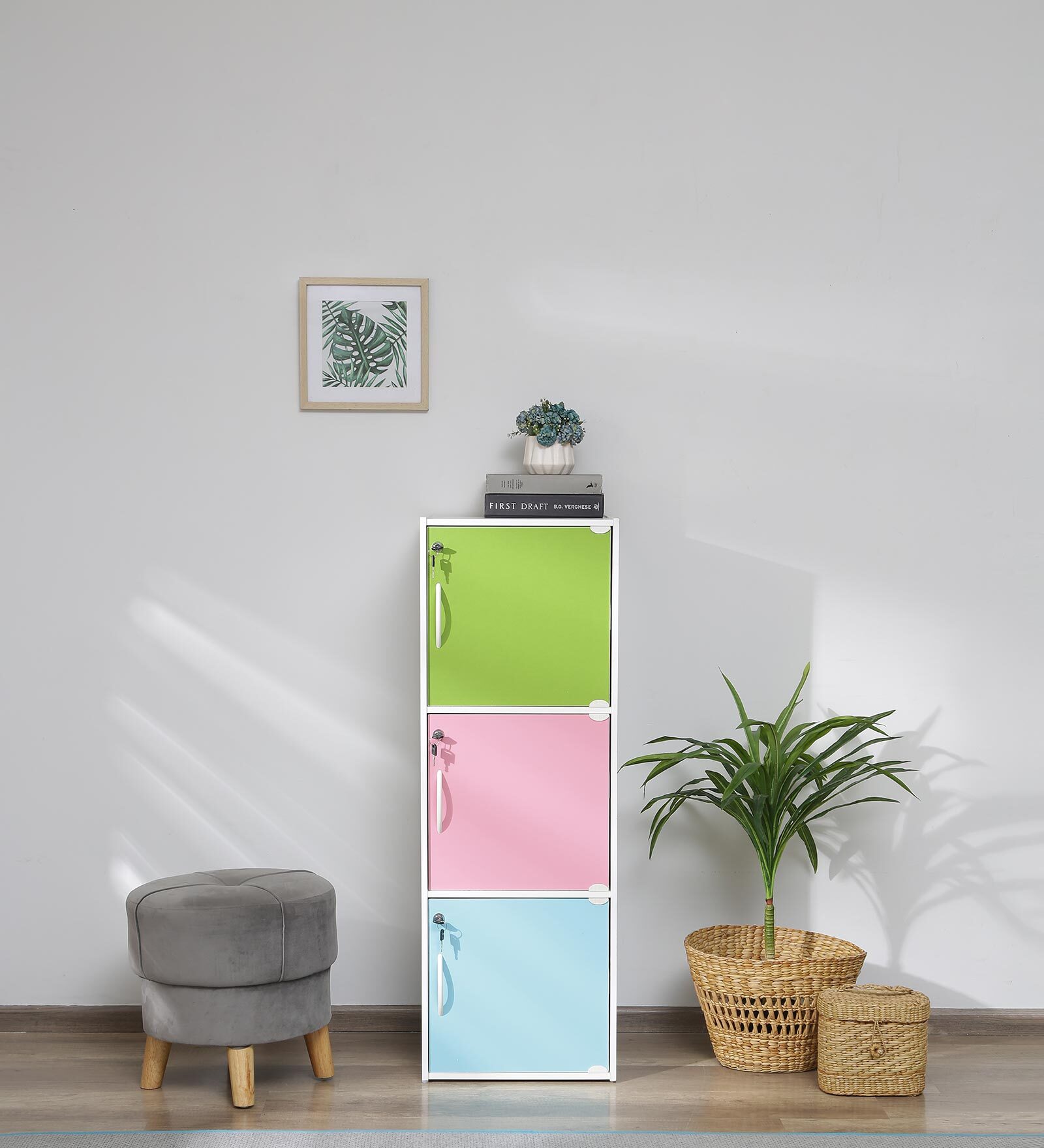 Mizawa 3 Door Storage Cabinet in Multicolour Finish with Lock