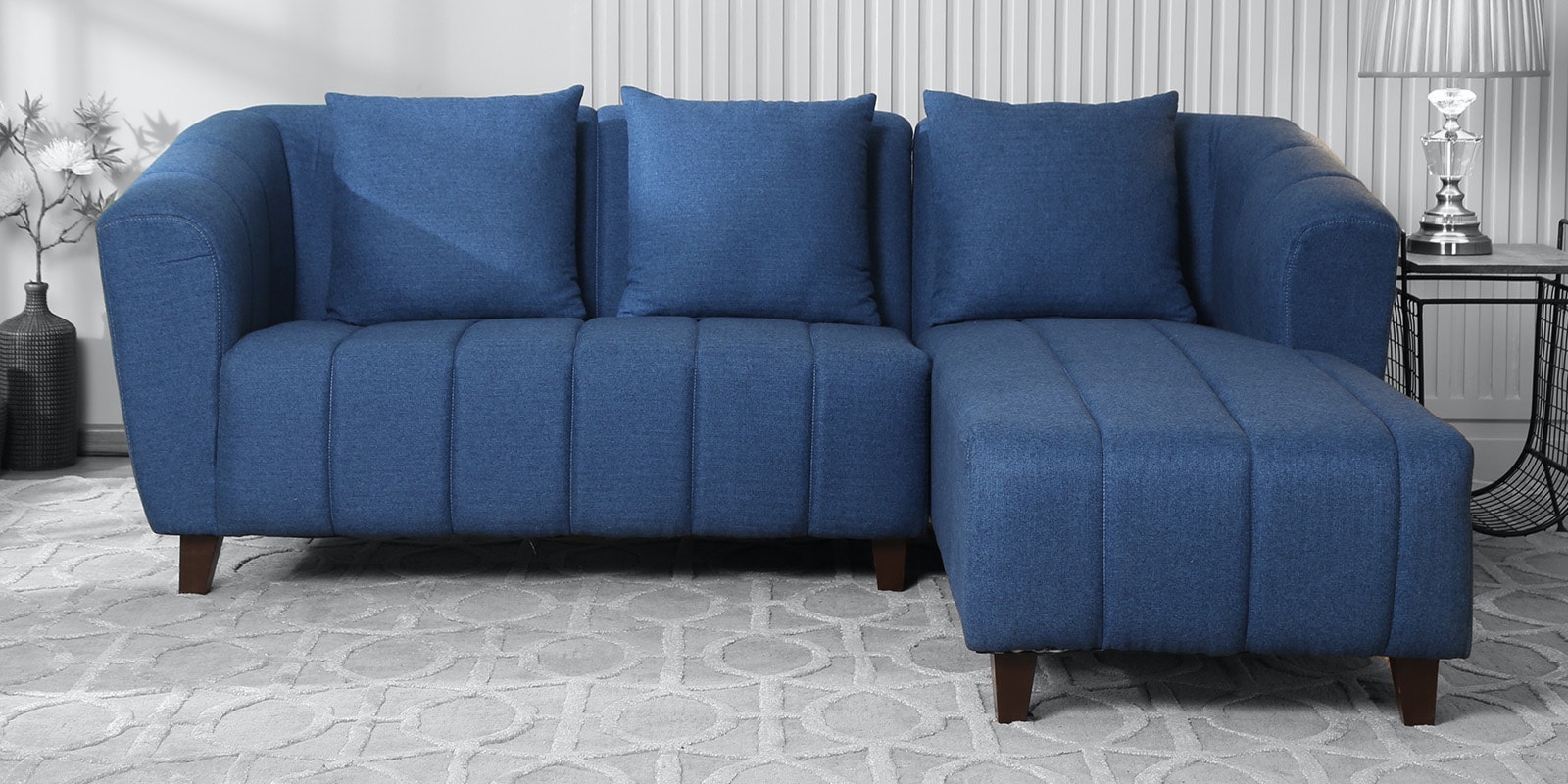 Buy Mia 2 Seater LHS Sectional Sofa in Blue Colour CasaCraft By