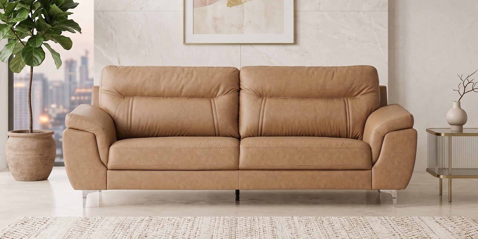 Miami 3 Seater Sofa In Brown Colour Miami 3 Seater Sofa In Brown Colour