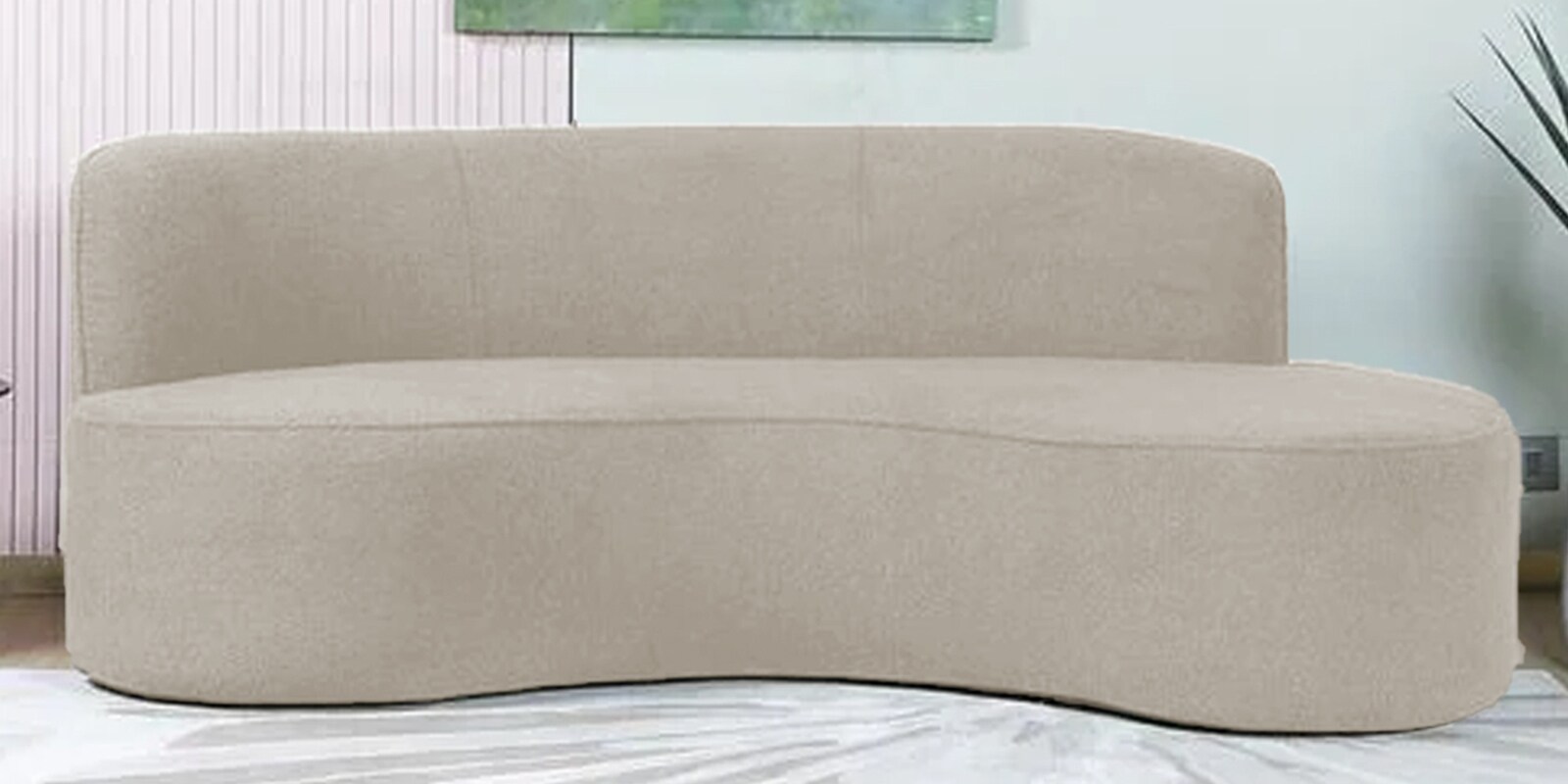 Miami Comfy Curve 3 Seater Sofa In Beige Colour Miami Comfy Curve 3 Seater Sofa In Beige Colour