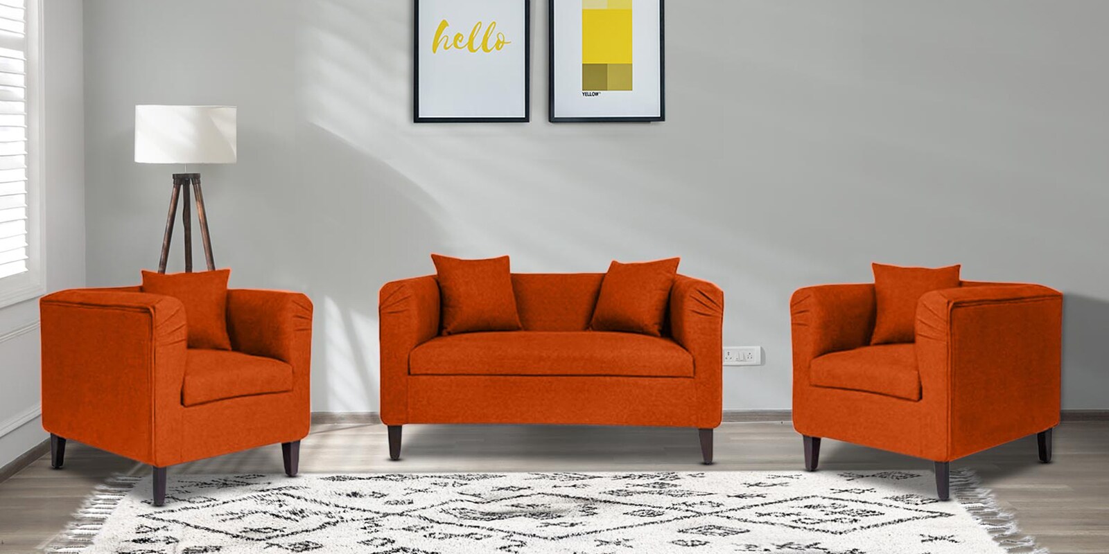 Buy Miami Fabric Sofa Set In Terracotta Colour With 2+1+1 Combination