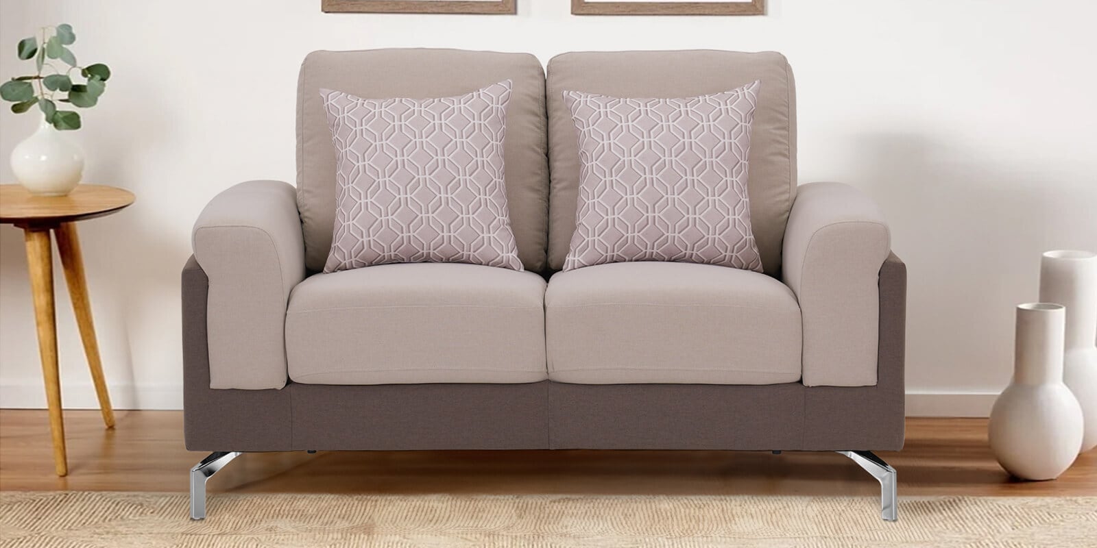 Milan Fabric 2 Seater Sofa in Cream Colour