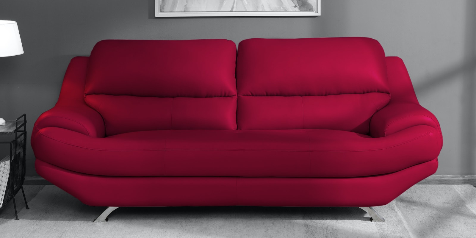 Milano Leatherette 3 Seater Sofa in Pink Colour