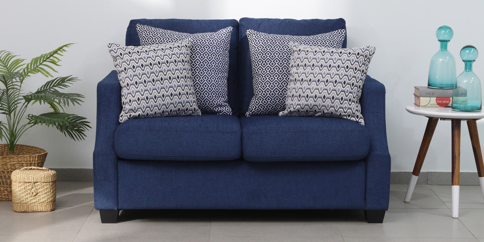Milano Fabric 2 Seater Sofa In Blue Colour