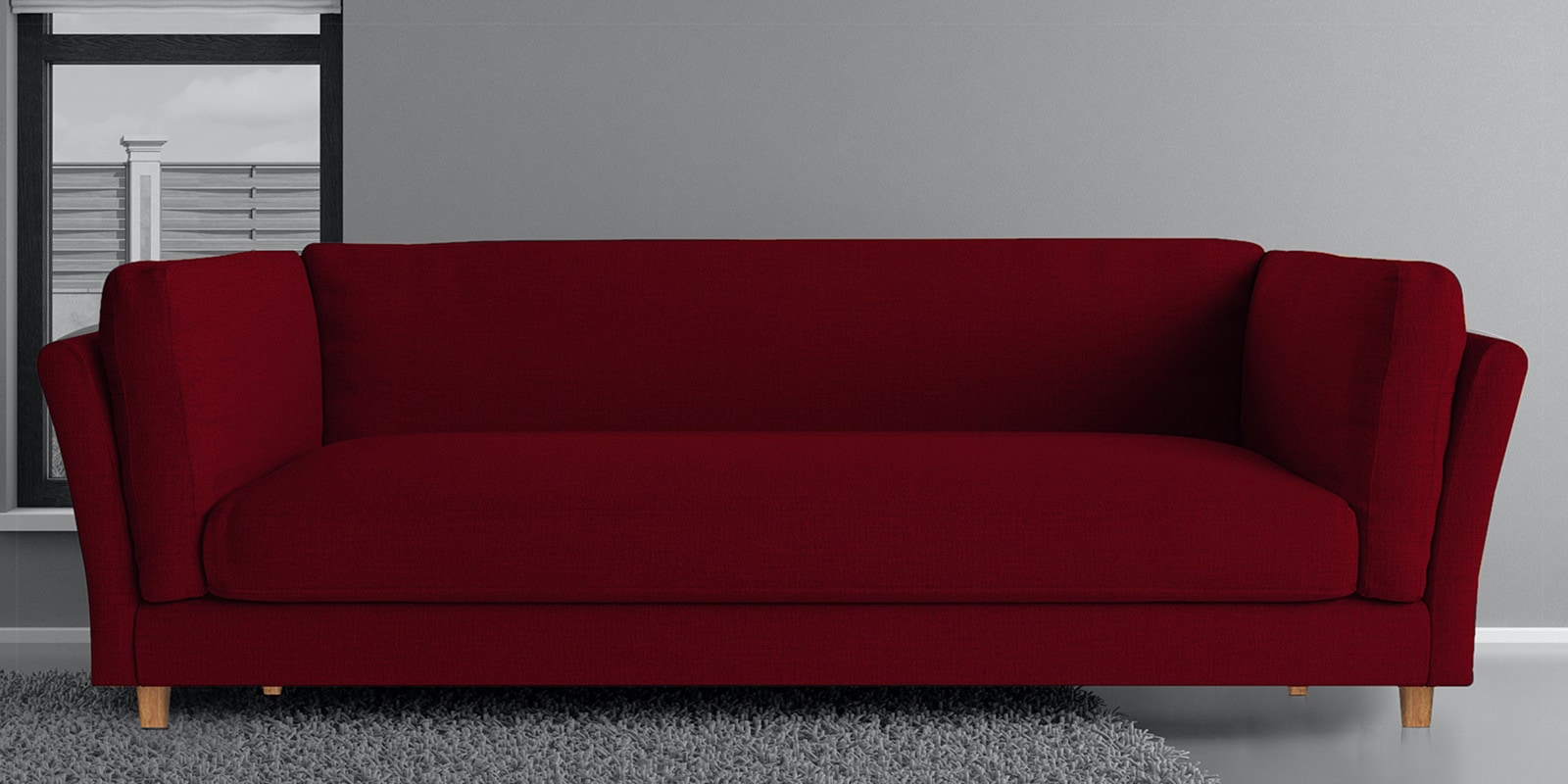 Mimmi Fabric 3 Seater Sofa in Maroon Colour