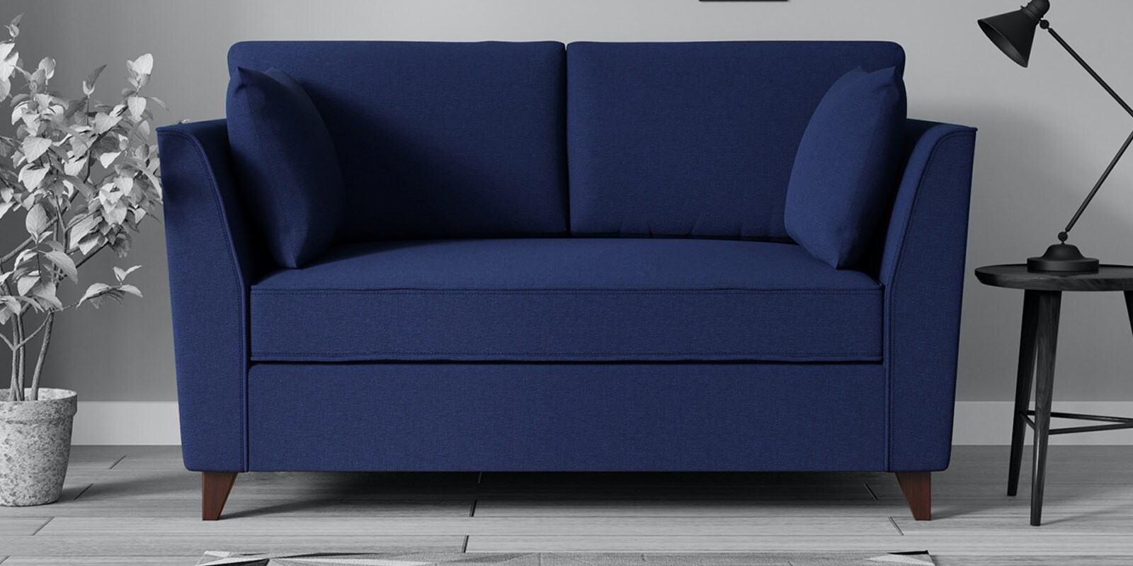 navy two seater sofa