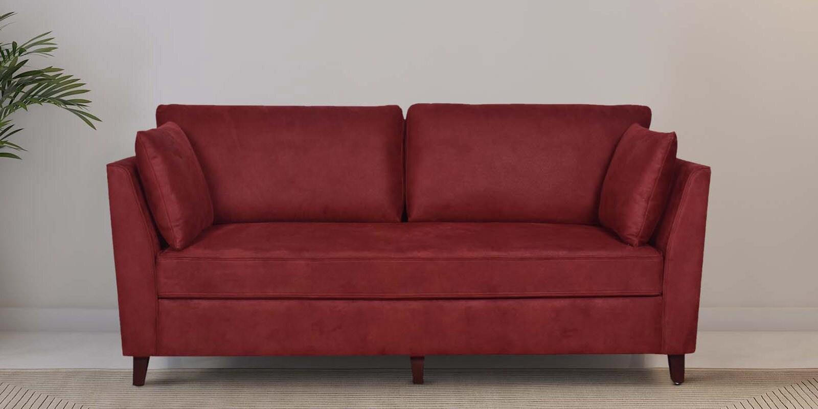Buy Miranda Fabric 3 Seater Sofa In Wine Red Colour at 23% OFF by ...