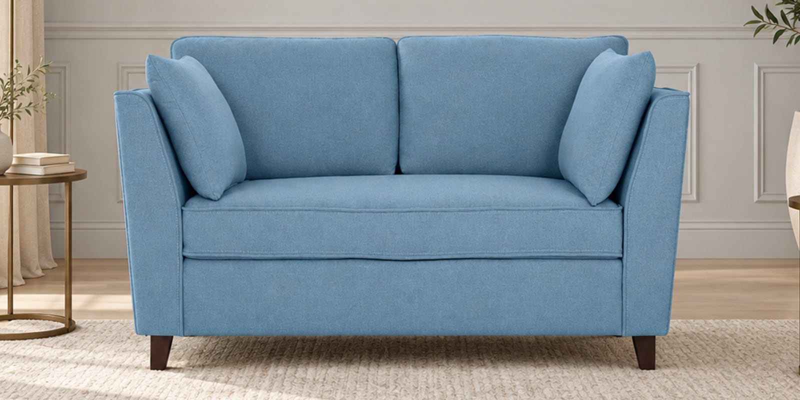 Miranda Chenille Fabric 2 Seater Sofa In Ice Blue Colour