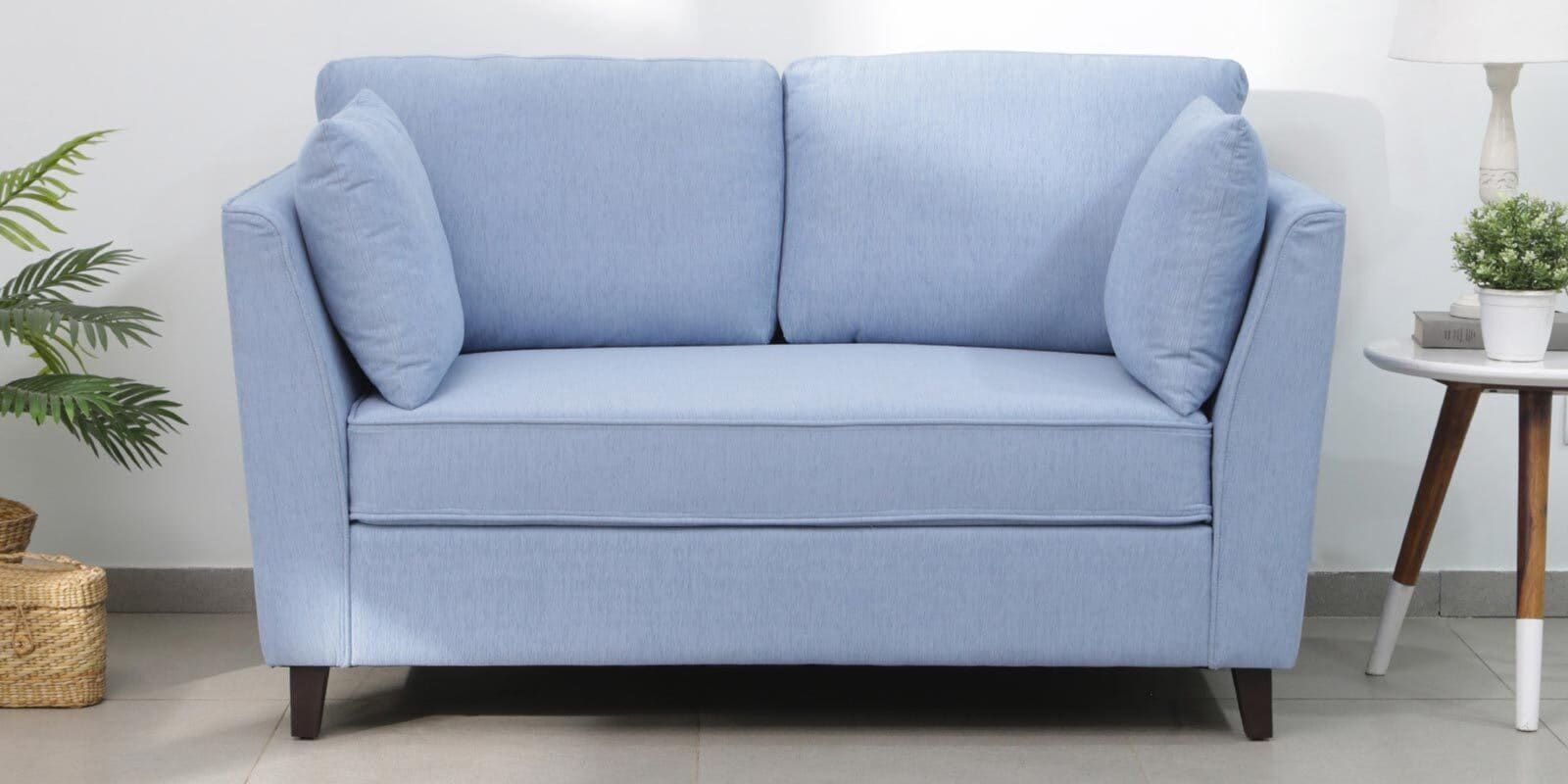 Miranda Chenille Fabric 2 Seater Sofa In Ice Blue Colour