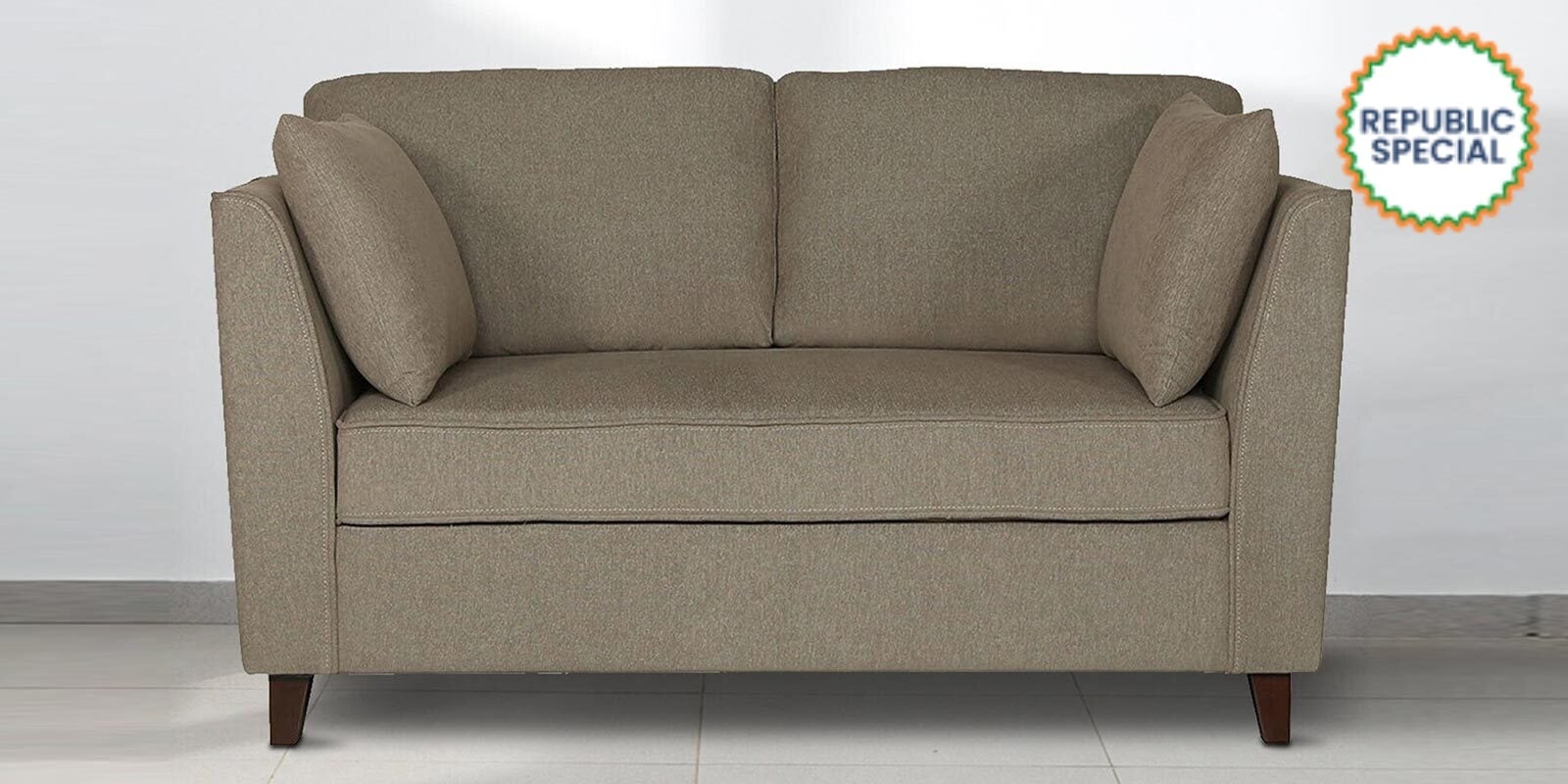 Miranda Chenille Fabric 2 Seater Sofa In Sandy Brown Colour