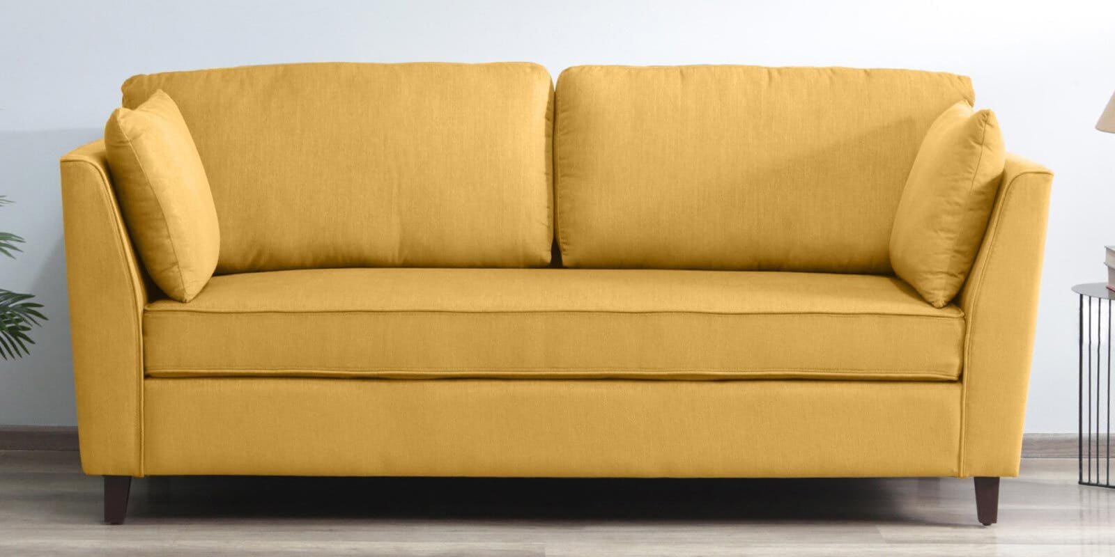 Miranda Chenille Fabric 3 Seater Sofa In Camel Yellow Colour