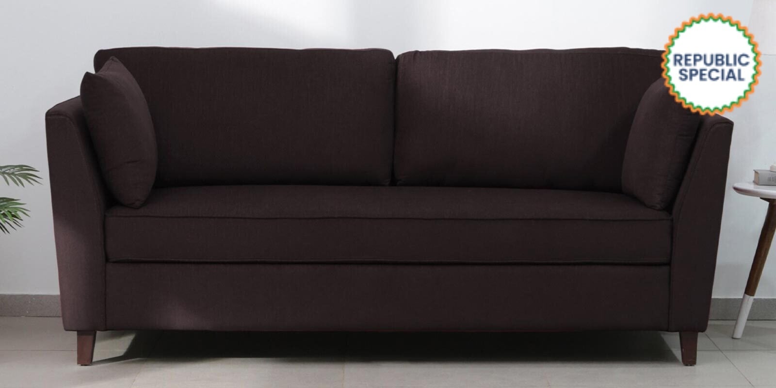 Miranda Chenille Fabric 3 Seater Sofa In Chestnut Brown Colour