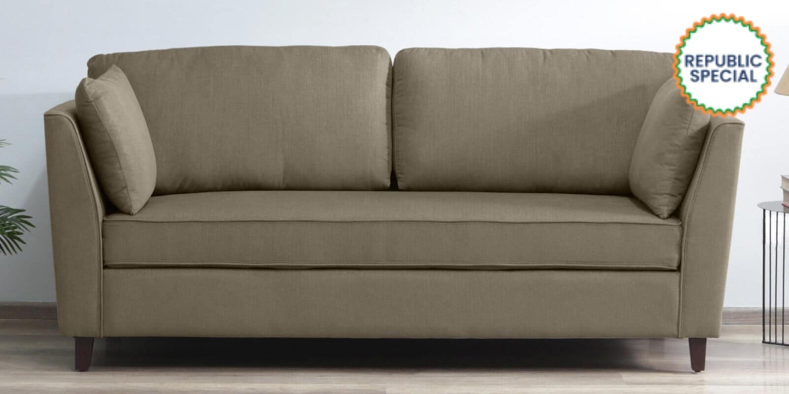 Miranda Chenille Fabric 3 Seater Sofa In Sandy Brown Colour