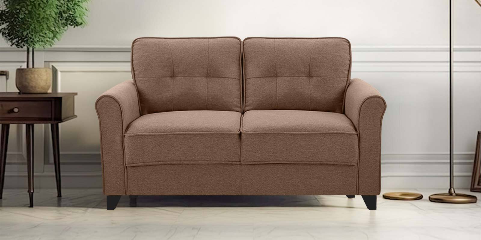 Aldrin Fabric 2 Seater Sofa In Brown Colour
