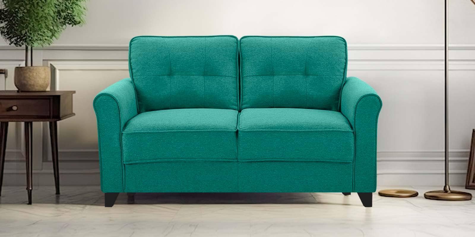 Aldrin Fabric 2 Seater Sofa In Cerulean Blue Colour