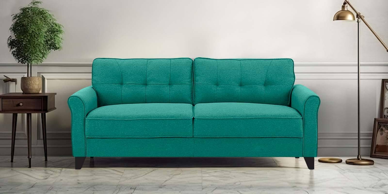 Buy Aldrin Fabric 3 Seater Sofa In Cerulean Blue Colour at 55% OFF by ...