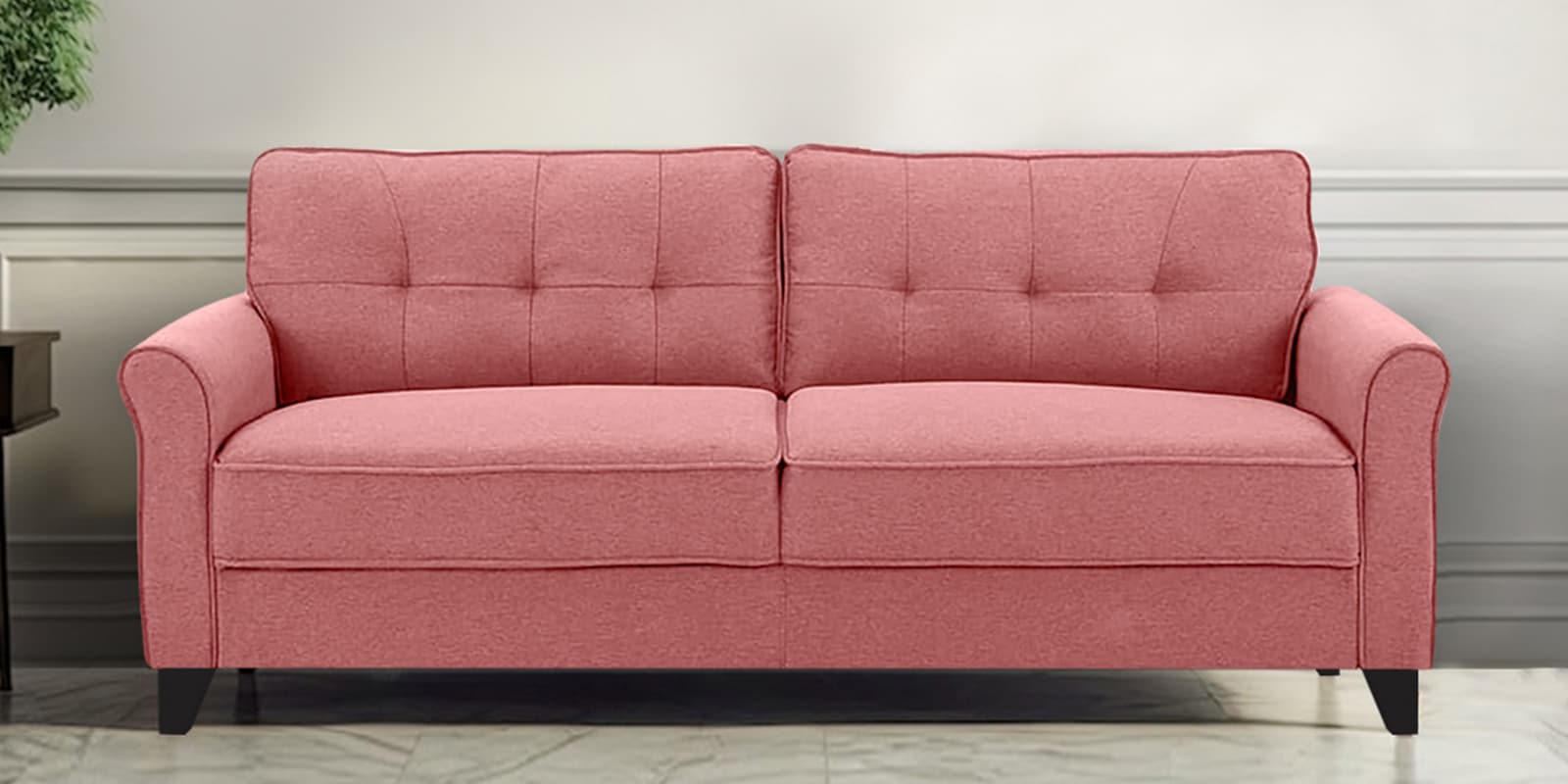 Aldrin Fabric 3 Seater Sofa In Pink Colour