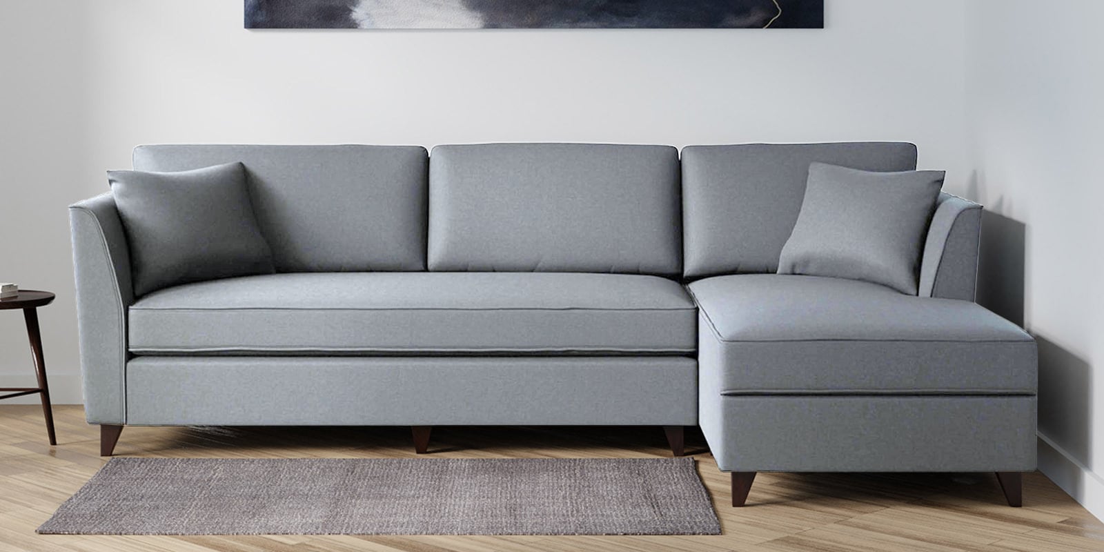 Miranda Fabric LHS Sectional Sofa (3 + Lounger) In Ash Grey Colour