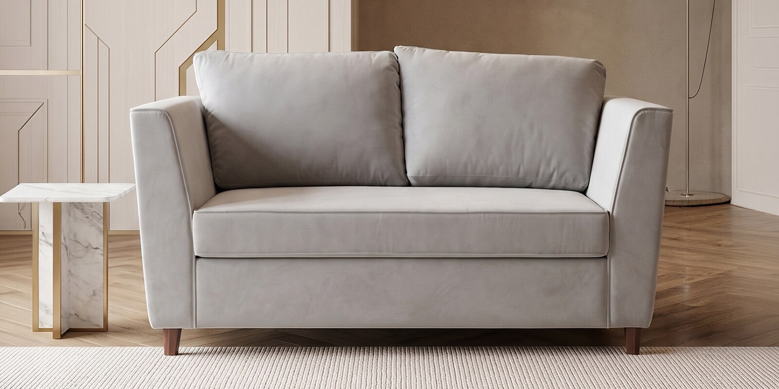 Miranda Velvet 2 Seater Sofa In Mist Grey Colour