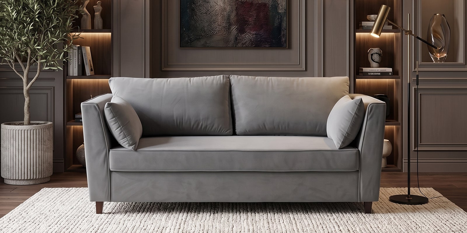 Miranda Velvet 3 Seater Sofa In Mist Grey Colour