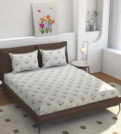 Microfiber Damask Single Bedsheet with 1 Pillow Cover - Pink, 155x228 CM