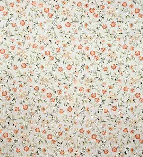 Microfiber Floral Single Bedsheet with 1 Pillow Cover - Off White, 155x228 CM