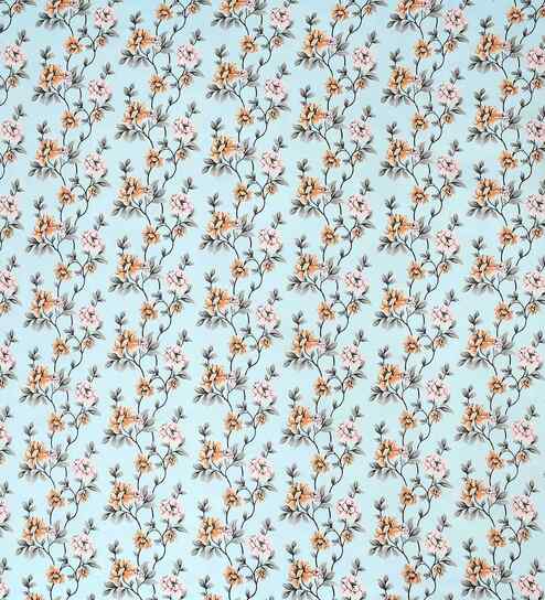 Microfiber Floral Single Bedsheet with 1 Pillow Cover - Sky Blue, 155x228 CM